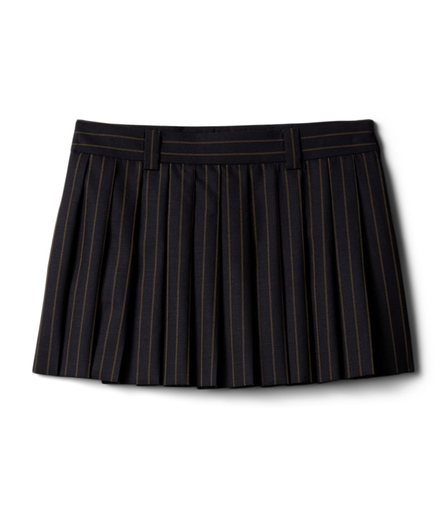 Miu Miu Womens Wool Pleated Mini Skirt Image 1