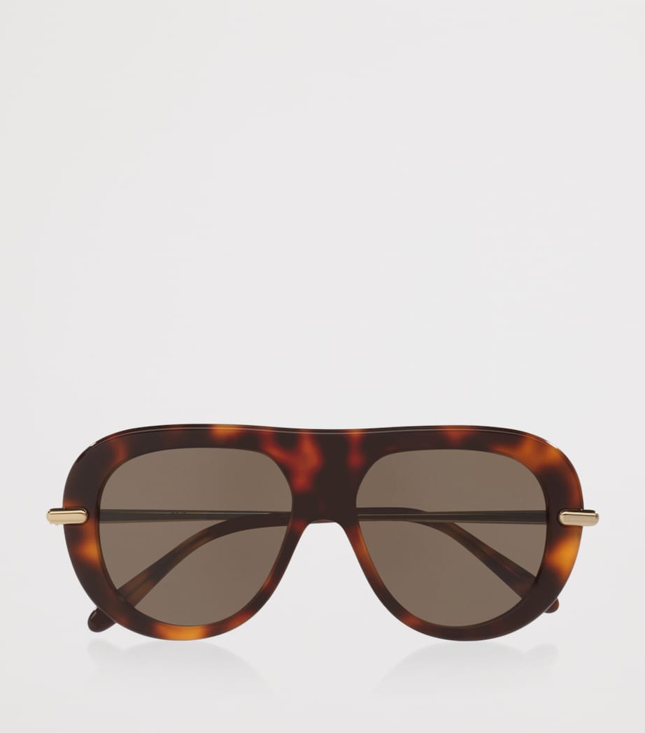 LOEWE Tortoiseshell Slim Pilot Sunglasses Brown Image 5