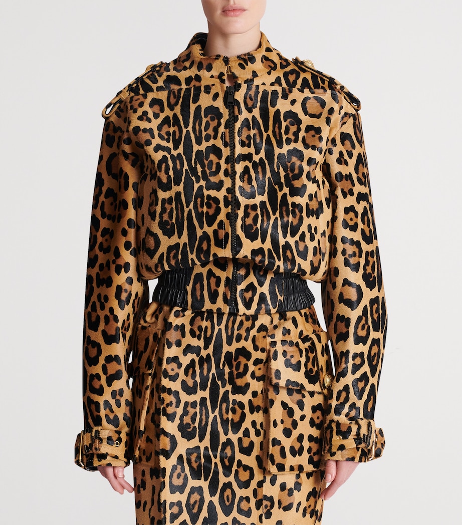 Suede Leopard Print Bomber Jacket WDH MULTI/NOIR Image 4