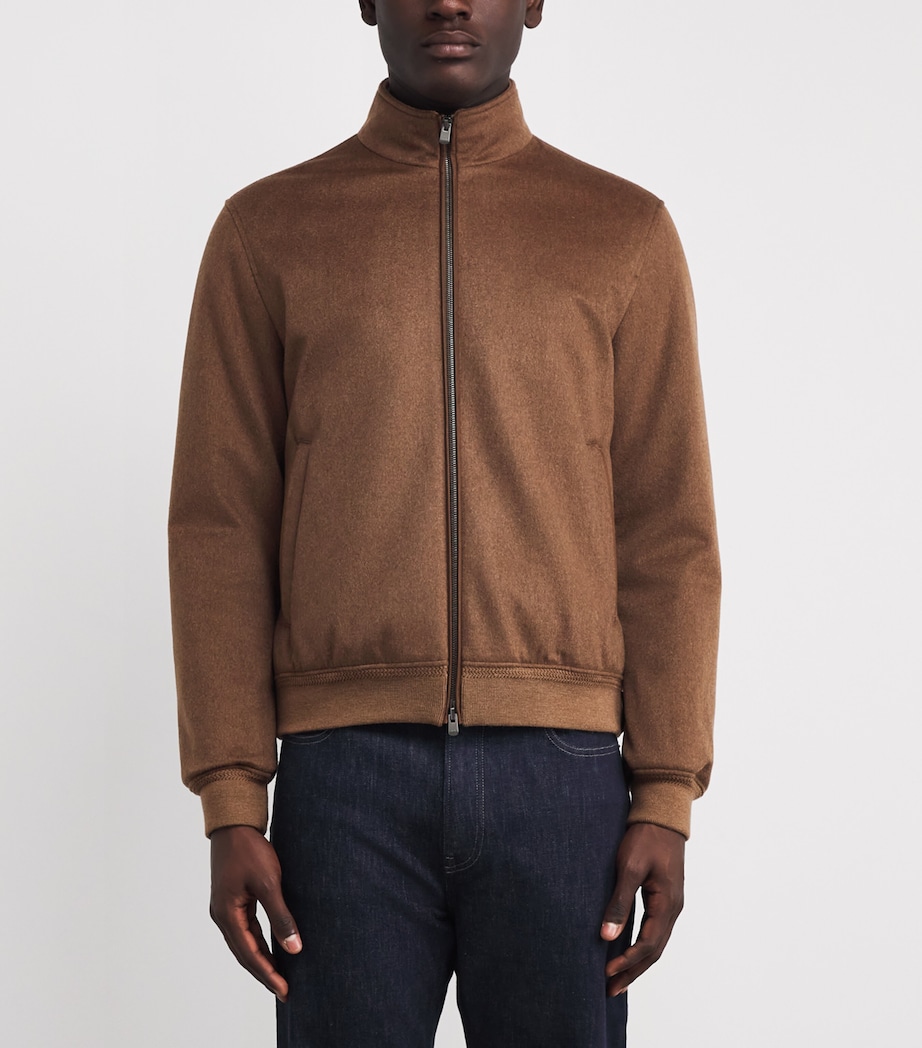 Cashmere High-Neck Bomber Jacket M30 - BROWN -VICUNA Image 3