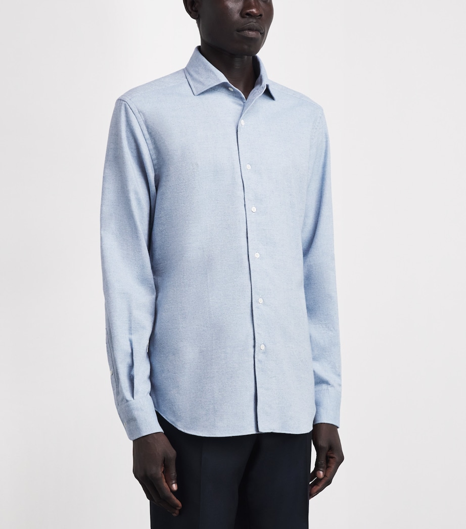 Corneliani Mens Cotton-Cashmere Shirt Drk Ceruole Ble Image 4