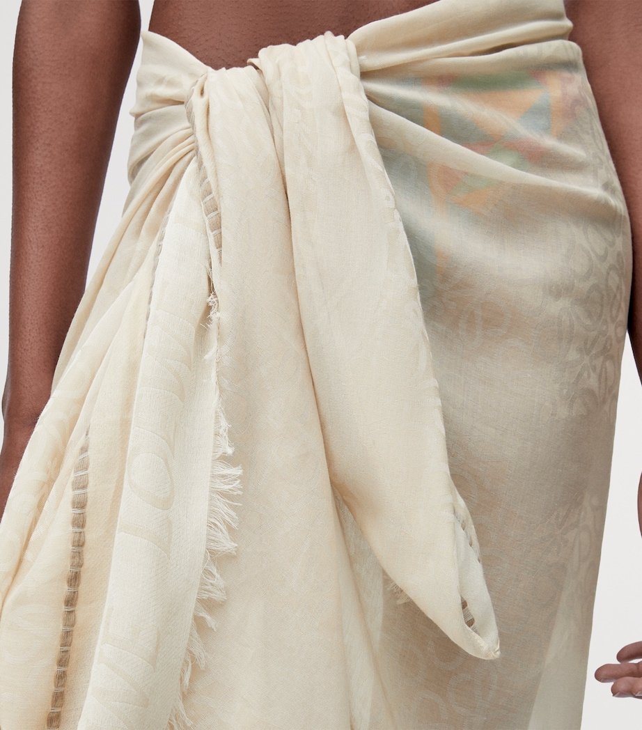 x Paula's Ibiza Cotton Anagram Jacquard Pareo LIGHT BEIGE Image 4