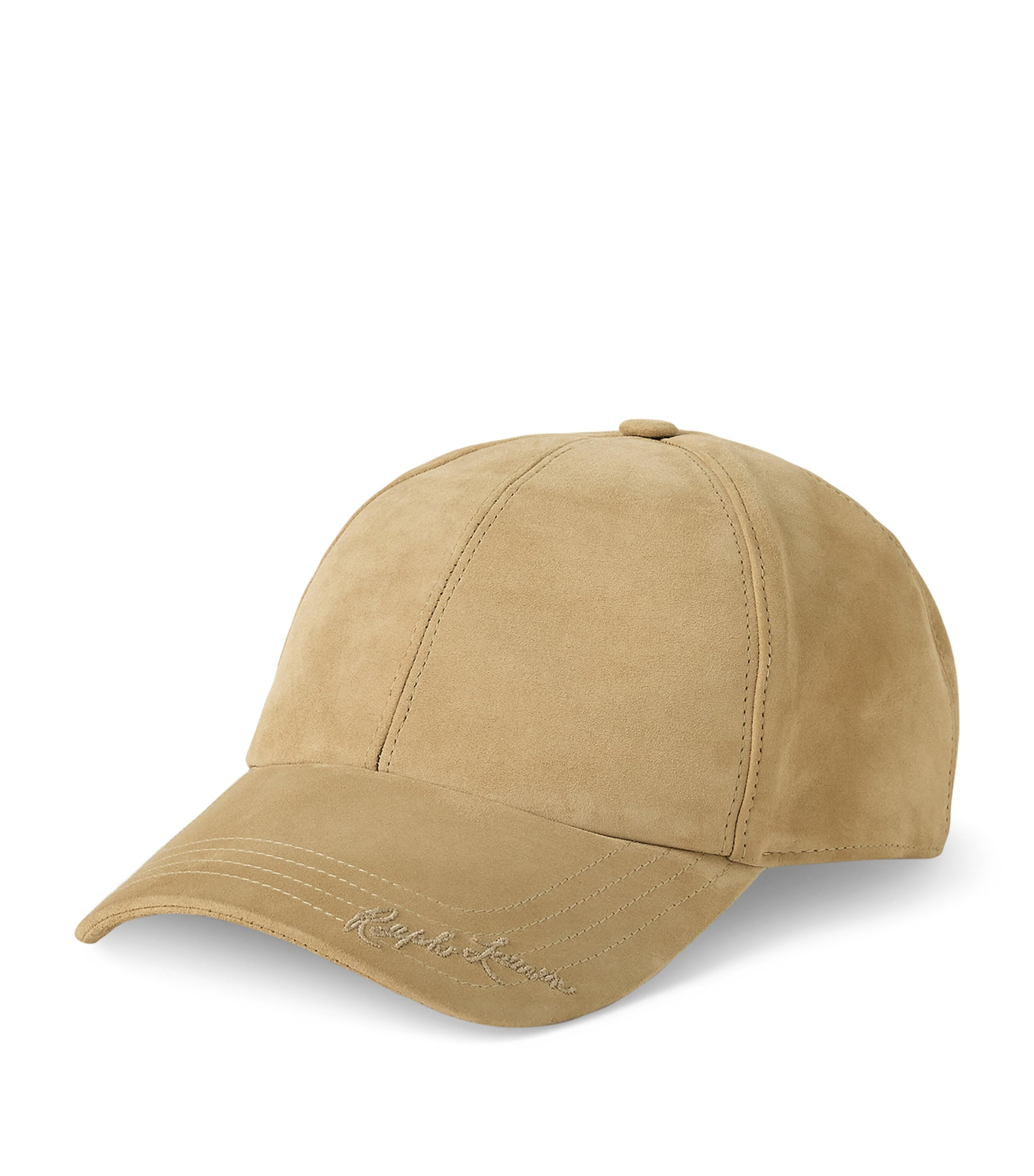 Ralph Lauren Suede Embroidered Baseball Cap In Neutral