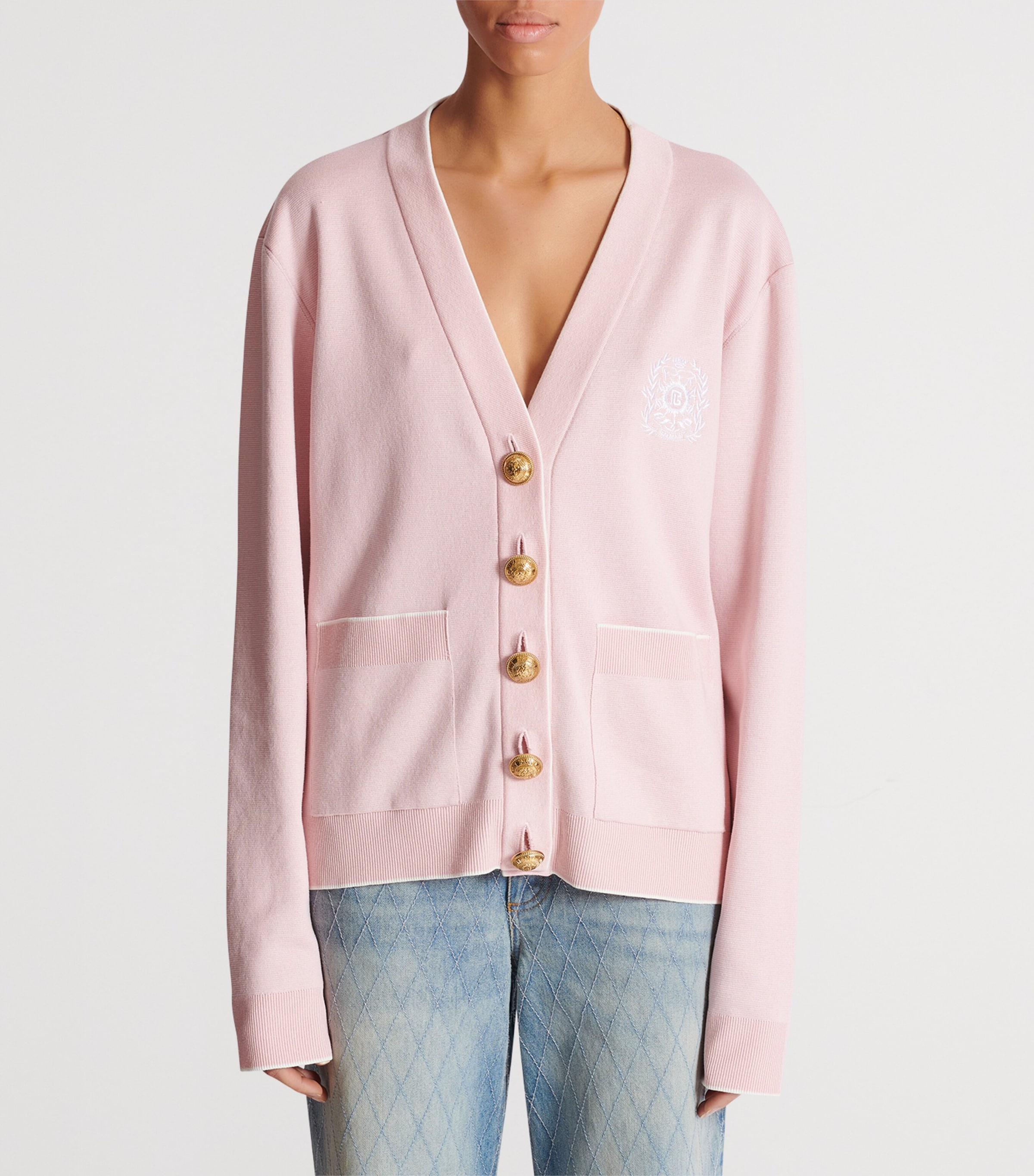 Silk-Cotton Embroidered Cardigan OIN ROSE/ BLANC Image 4