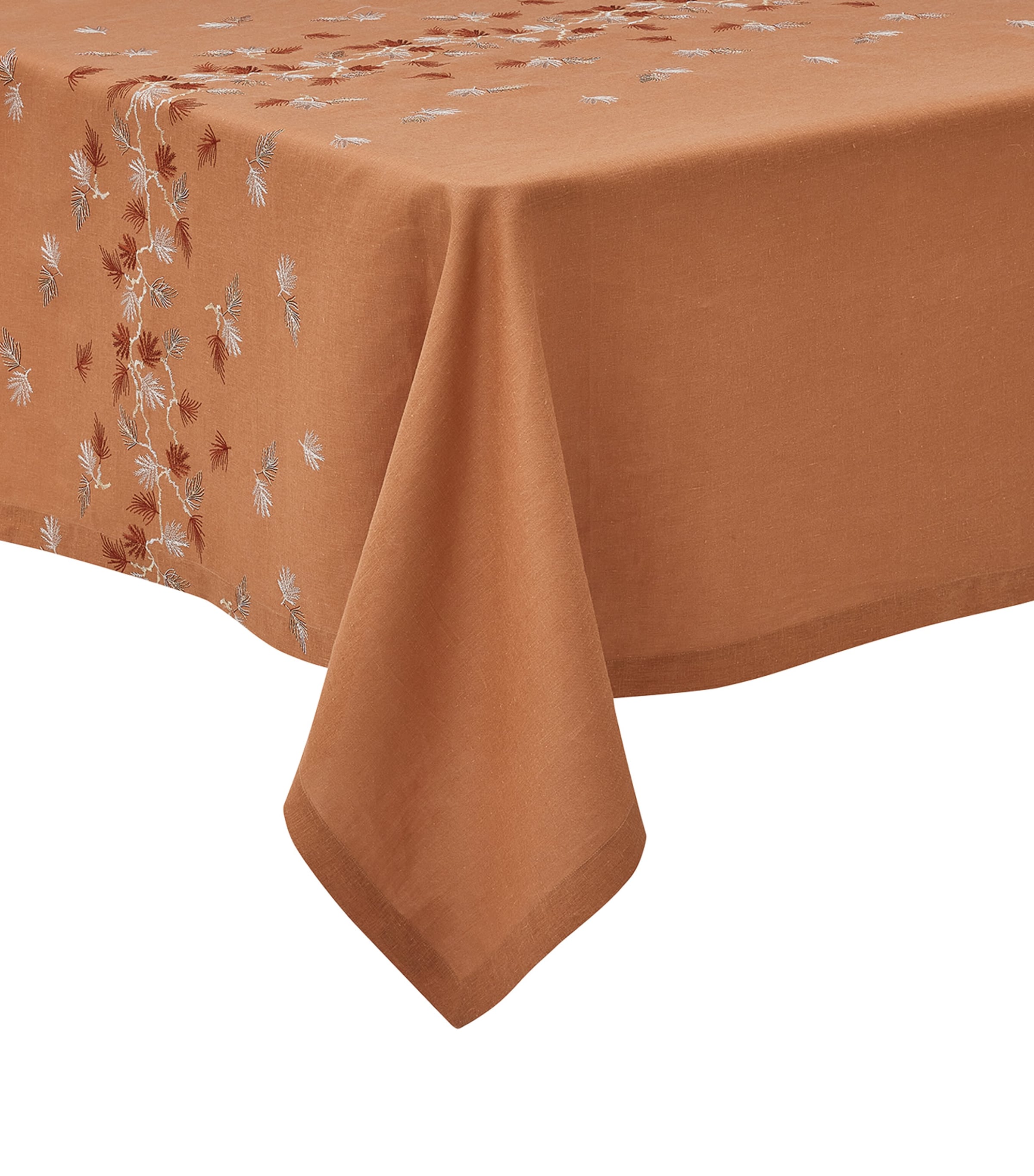 Shop Alexandre Turpault Linen Embroidered Tablecloth In Brown