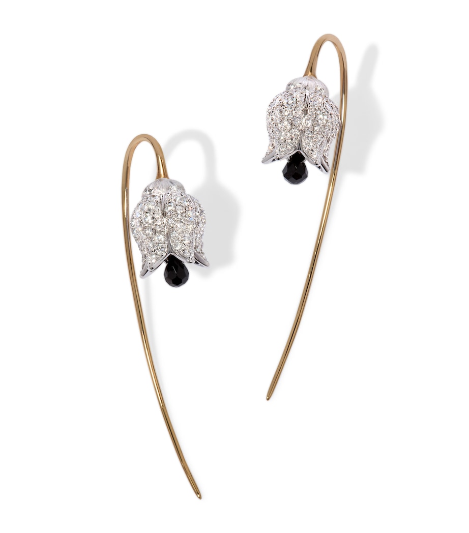 Yellow Gold, Diamond and Spinel French Hook Earrings YELLOW GOLD Image 1