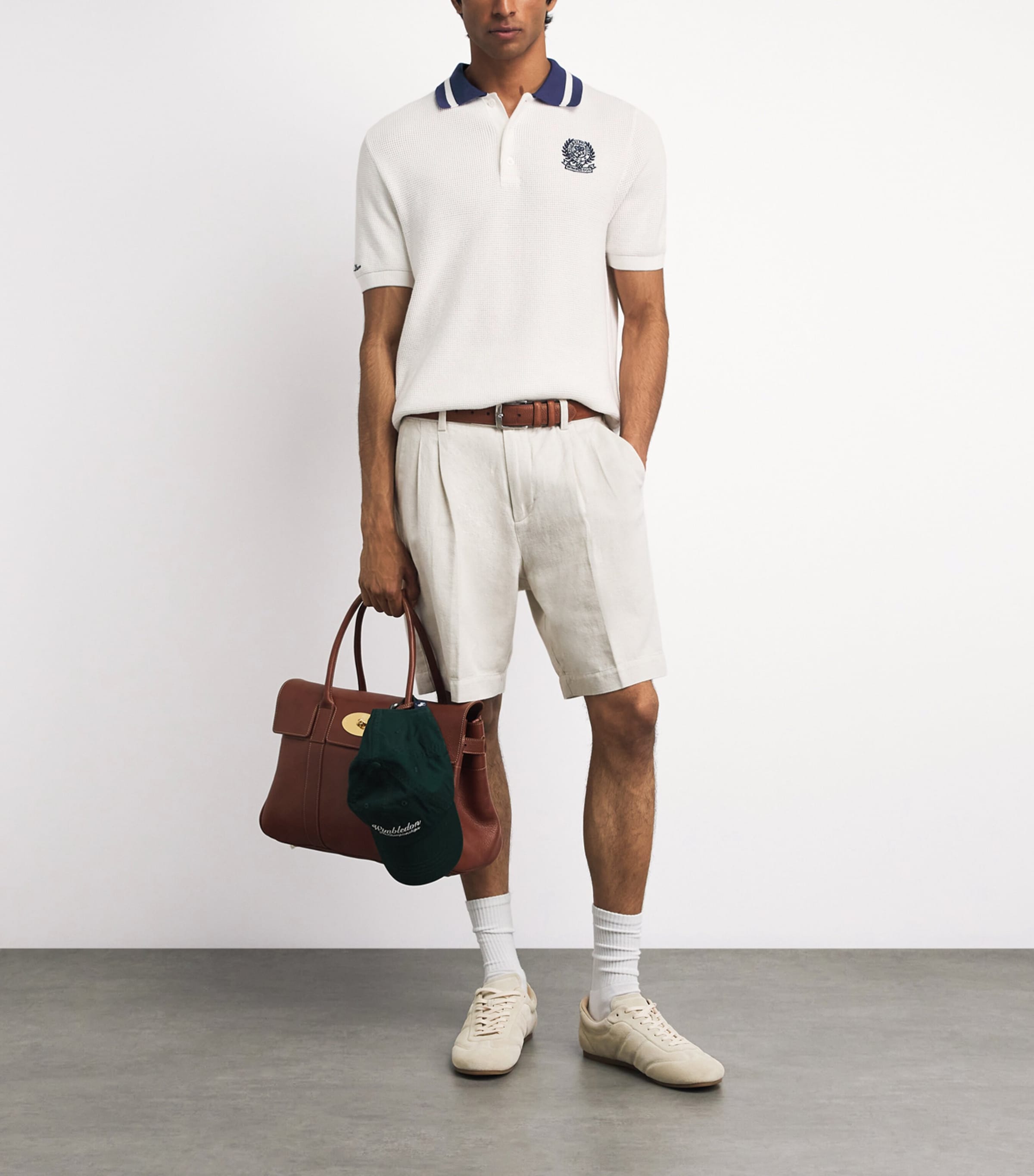 Polo Ralph Lauren White x Wimbledon Cotton Waffle-Knit Polo Shirt