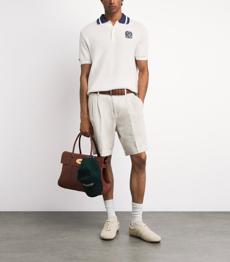 Polo Ralph Lauren Mens x Wimbledon Cotton Waffle-Knit Polo Shirt Classic Oxford White Image 2