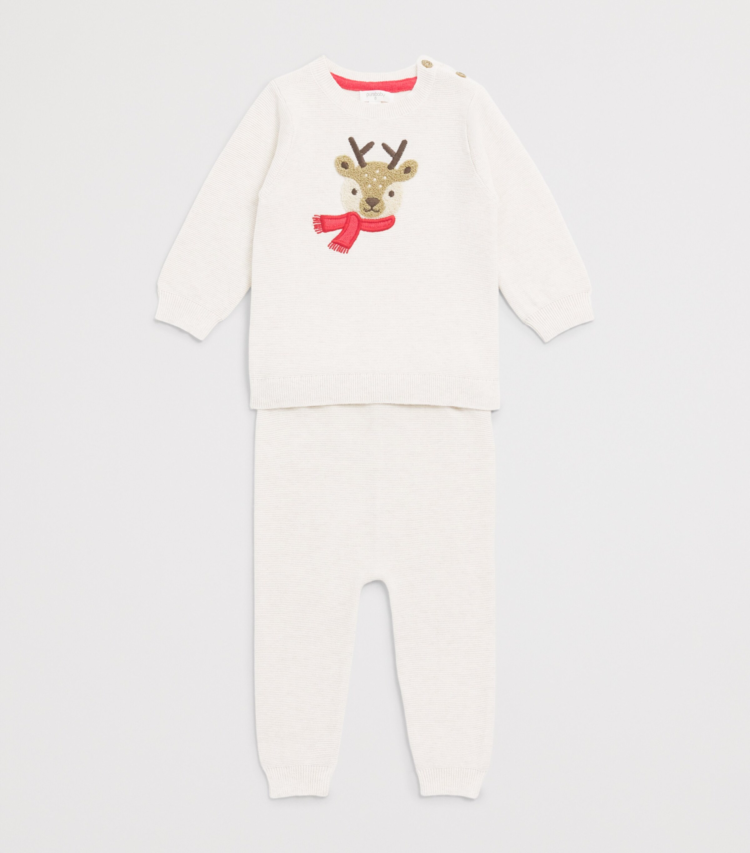 Purebaby Reindeer Sweater and Leggings Set (0-12 Months) Deer Christmas Print Image 3