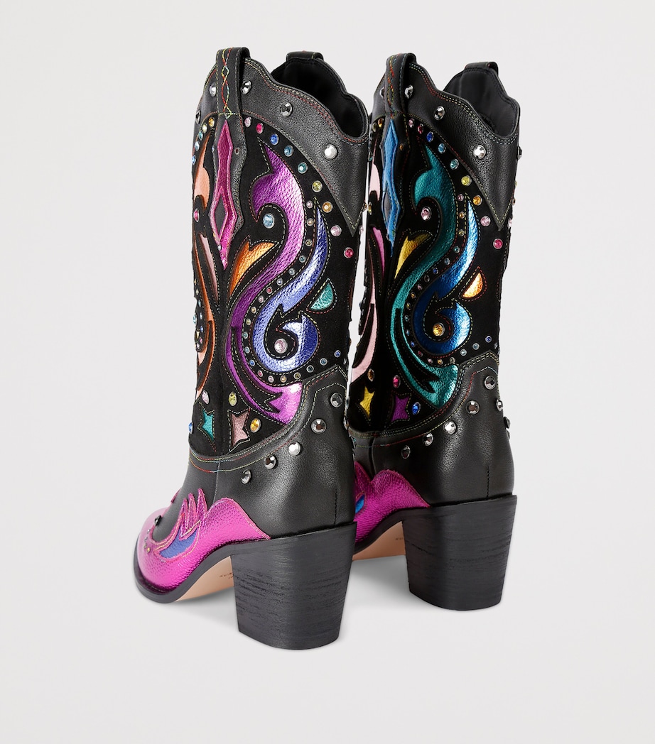 Leather Kensington Cowboy Boots BLACK/COMB Image 2