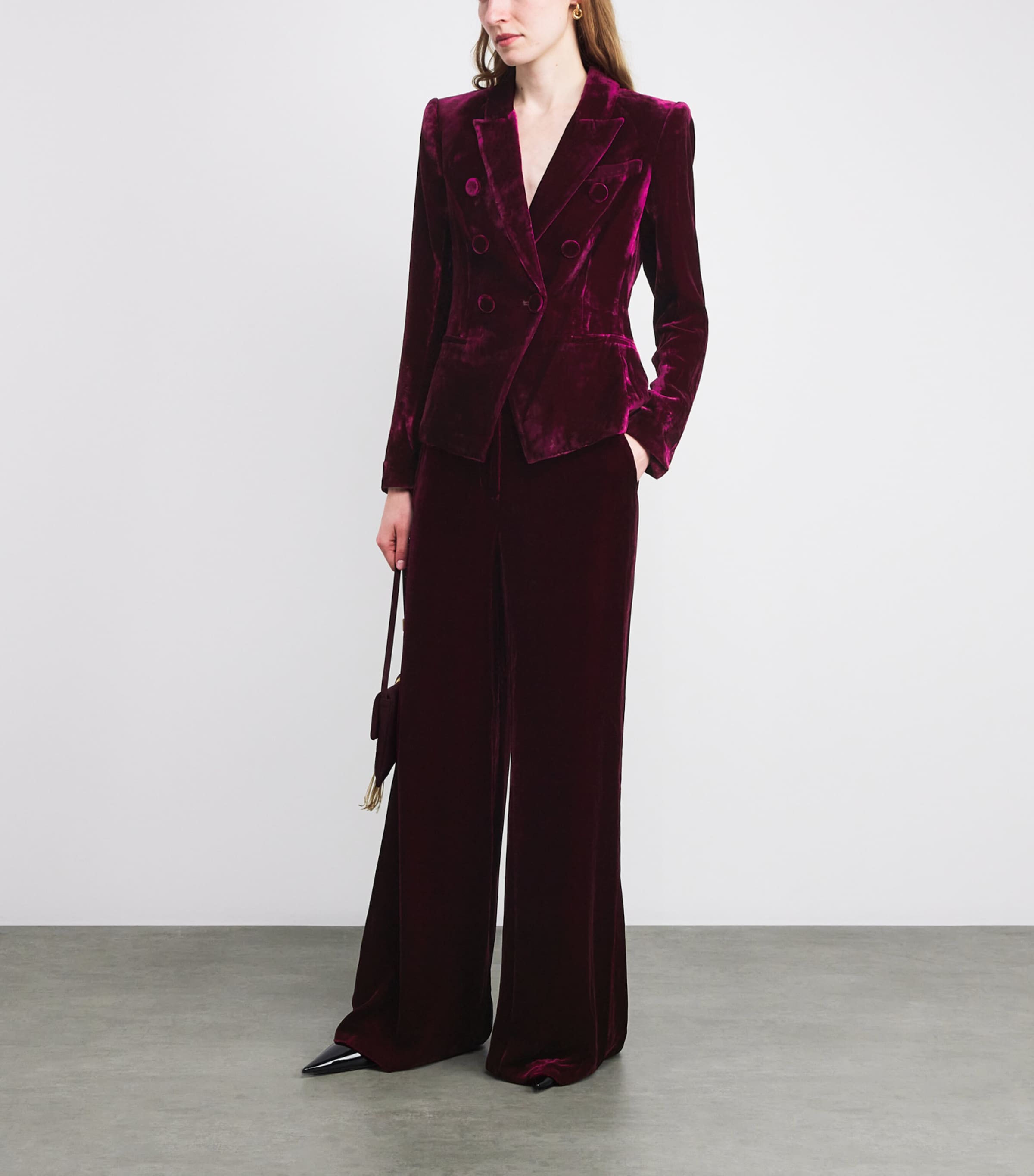 Velvet Pilar Wide-Leg Trousers DARK PORT DKPO Image 2