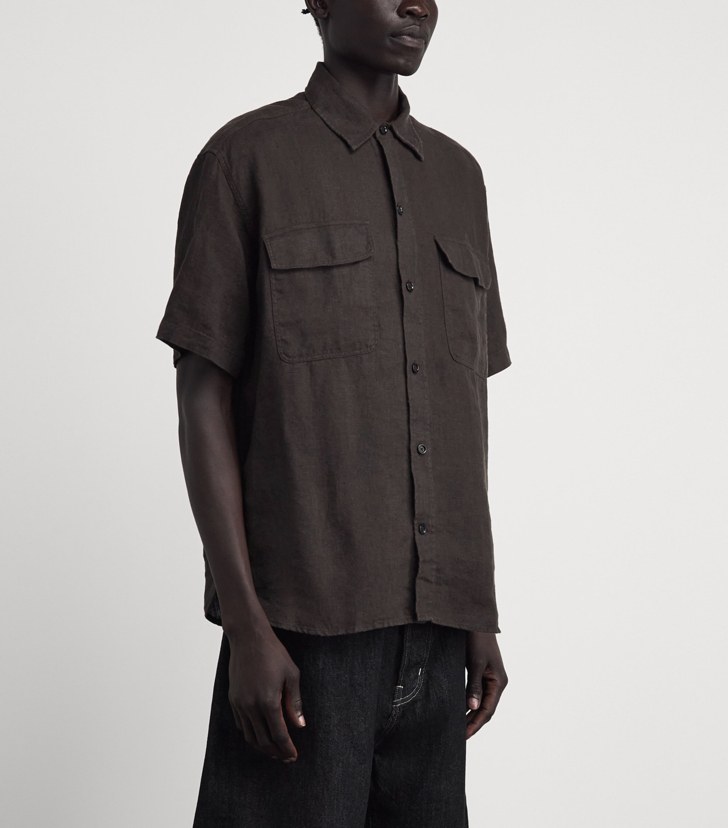Oliver Spencer Mens Linen Penryn Shirt Brown Image 4