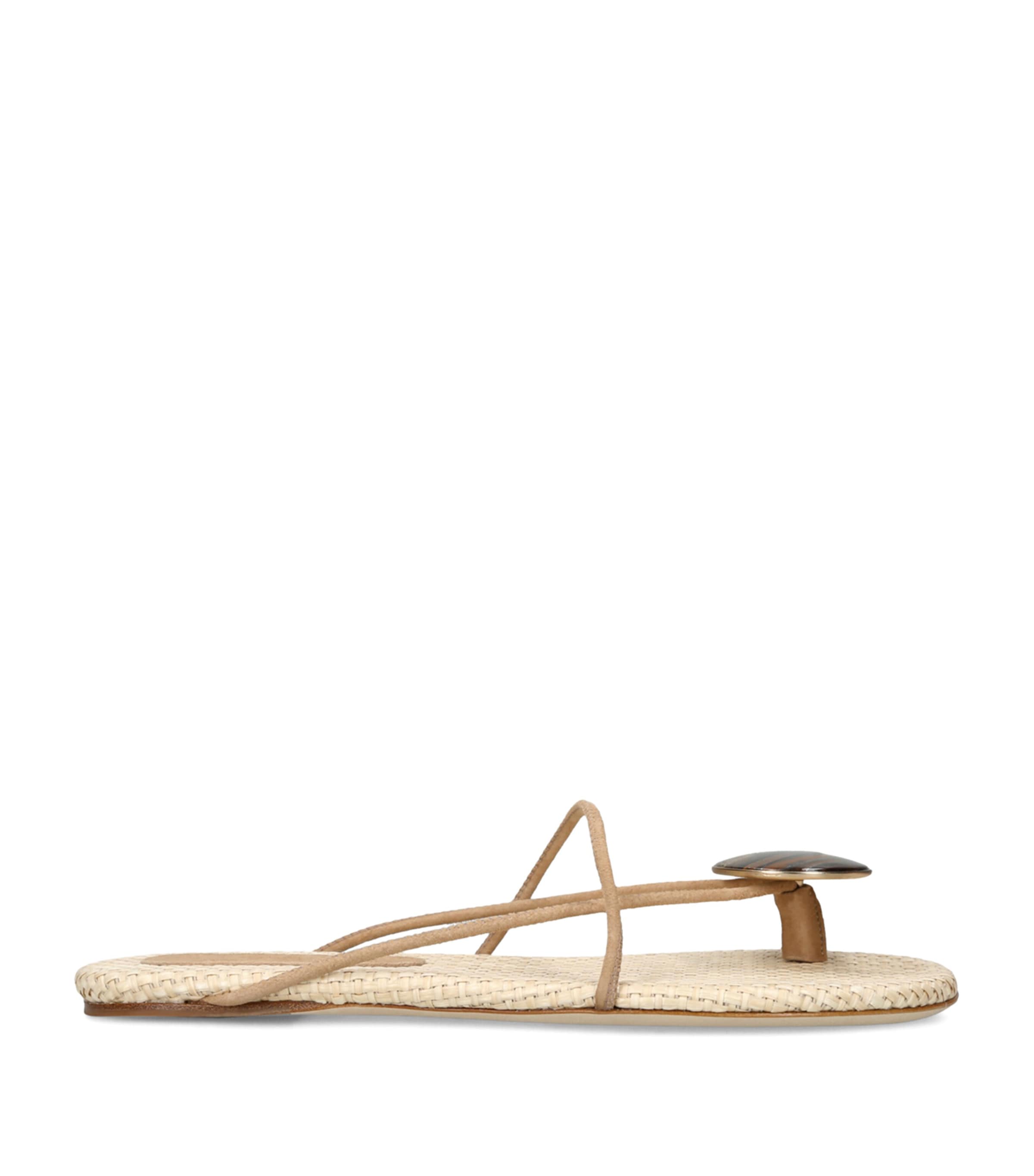 Christopher Esber Leather Doma Stoned Flats In Neutral