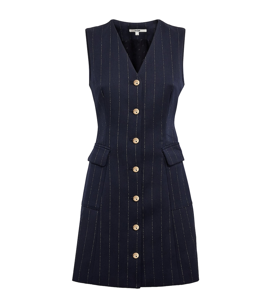 Maje Womens Striped Waistcoat Mini Dress Navy Image 1