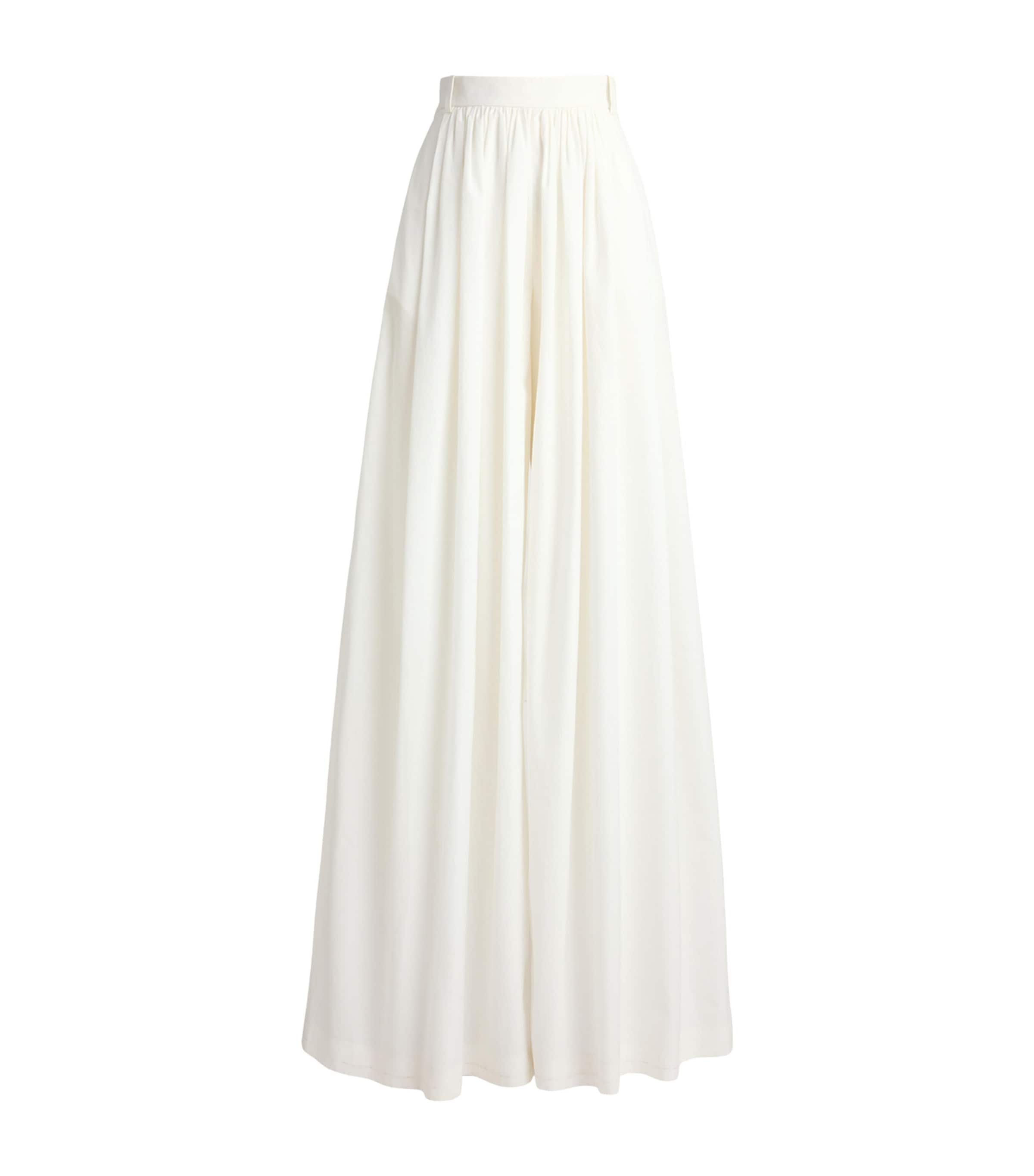 Ralph Lauren Collection Womens Cotton-Blend Poplin Vanessa Wide-Leg Trousers Cream Image 1