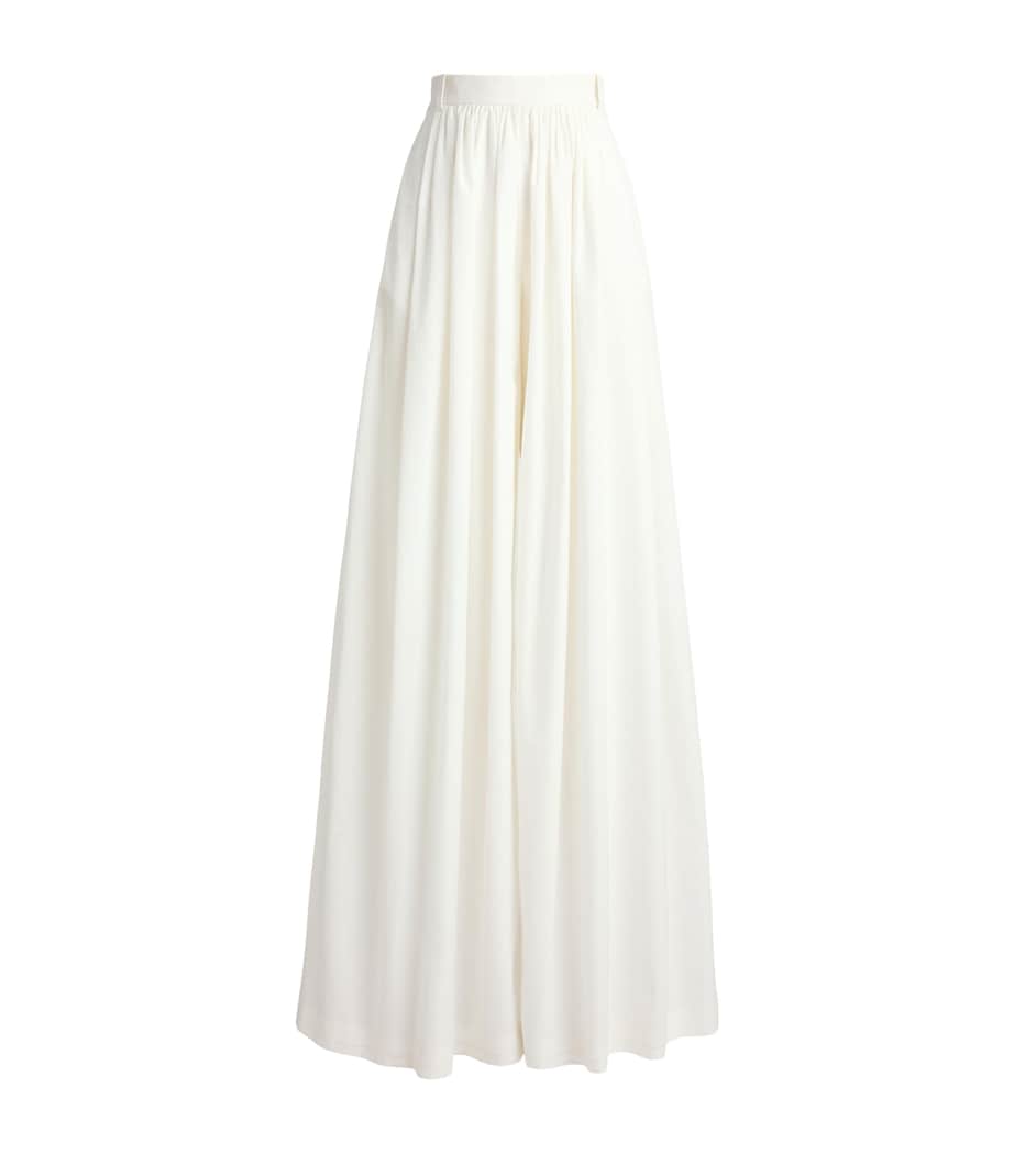 Ralph Lauren Collection Womens Cotton-Blend Poplin Vanessa Wide-Leg Trousers Cream Image 1