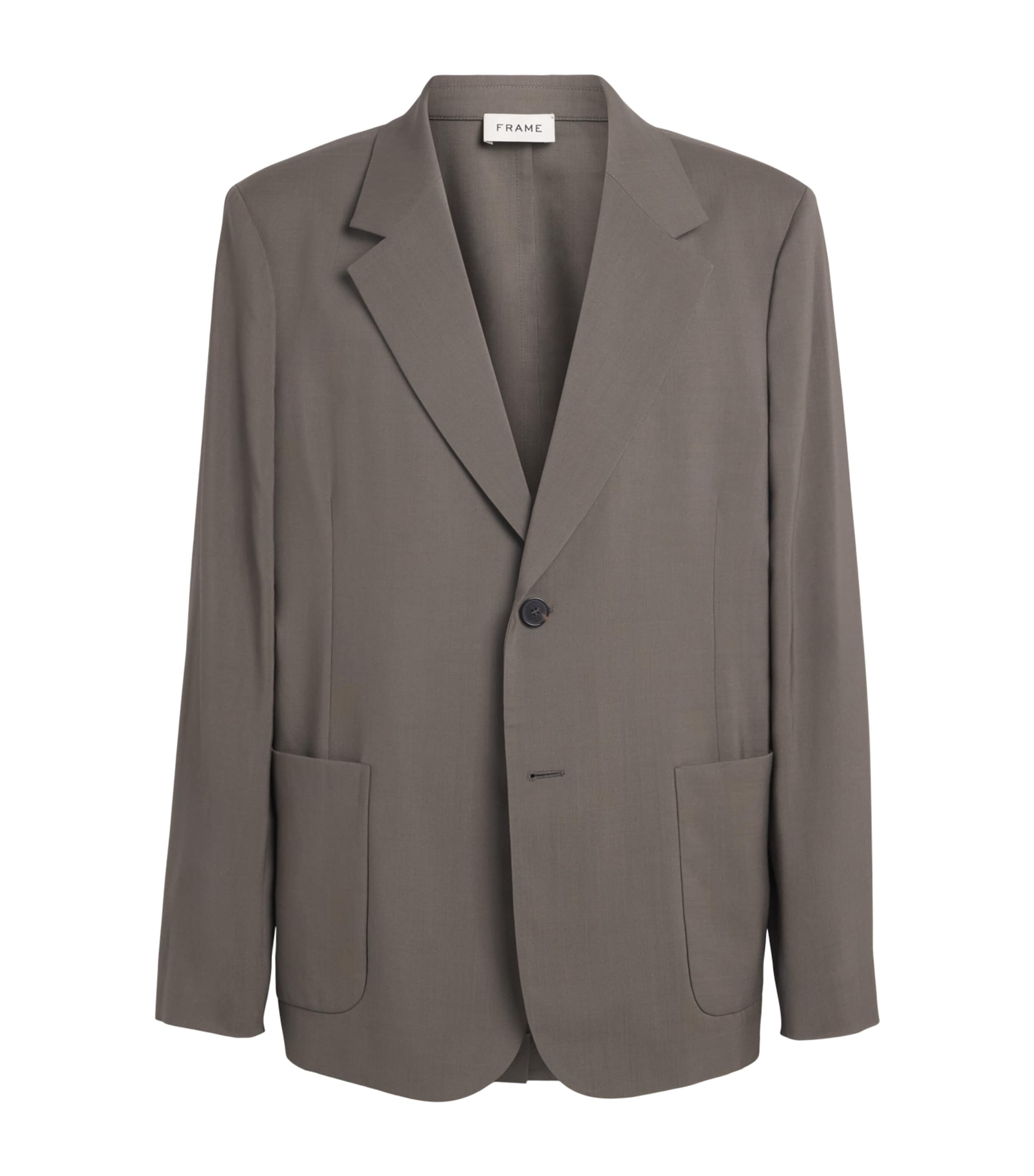 FRAME Mens Virgin Wool Unstructured Blazer Smoky Green Image 1