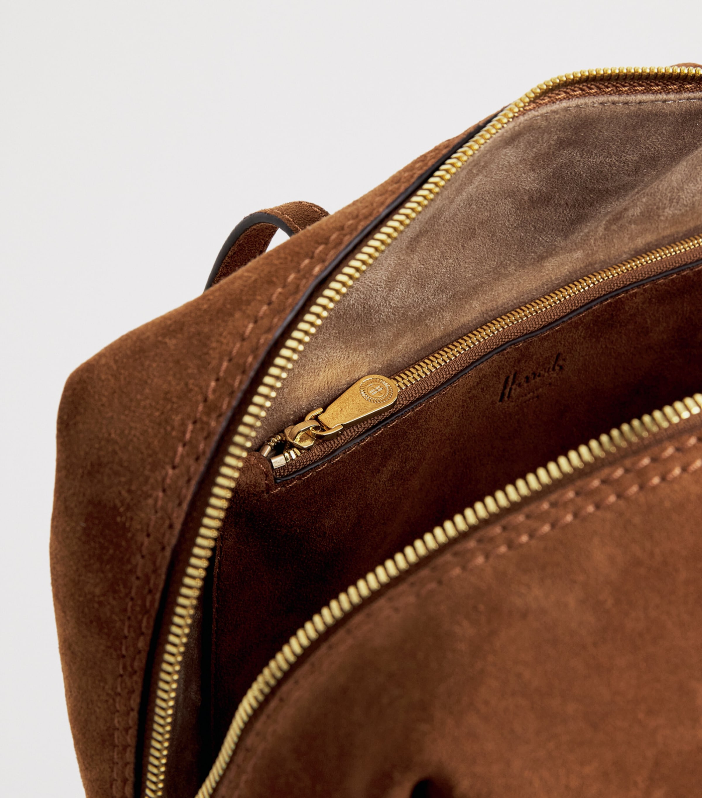 Harrods Medium Suede Wren Shoulder Bag Brown Image 3