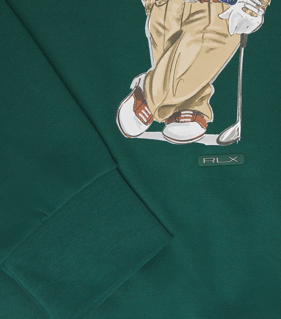 RLX Ralph Lauren Mens Cotton-Blend Relaxed Fit Polo Bear Sweatshirt Moss Agate Image 6