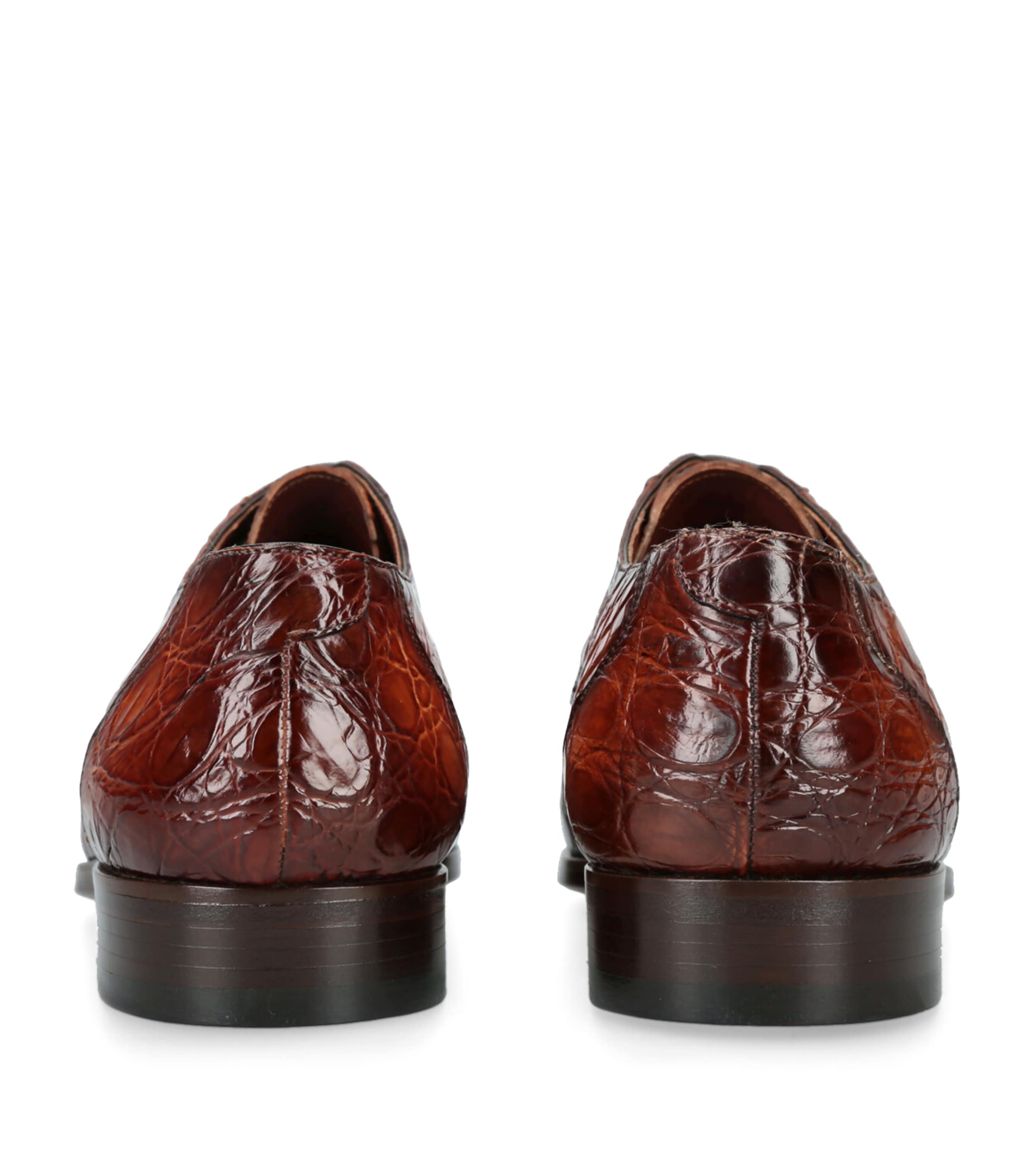 Magnanni Crocodile Leather Oxford Shoes Tan Image 2