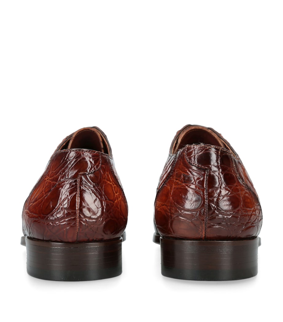 Magnanni Crocodile Leather Oxford Shoes Tan Image 2
