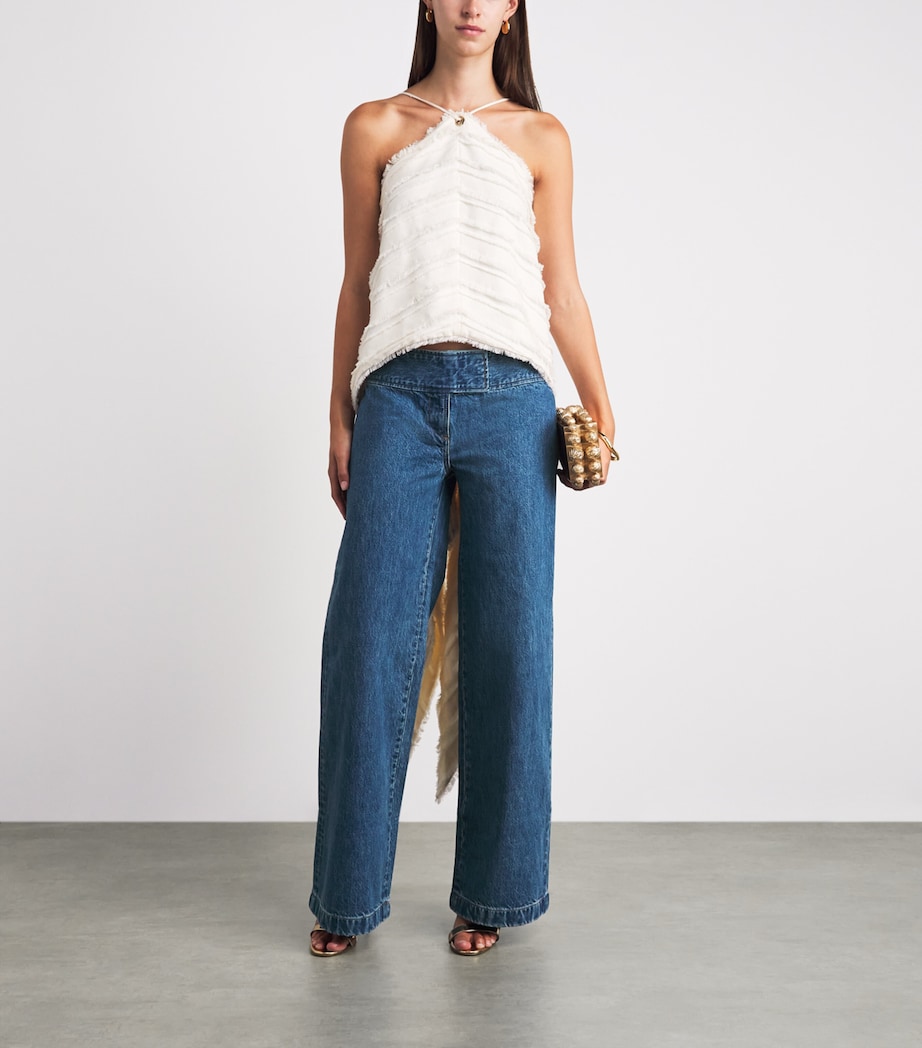 Cult Gaia Womens Yael Wide Jeans Wsh Blue Image 2