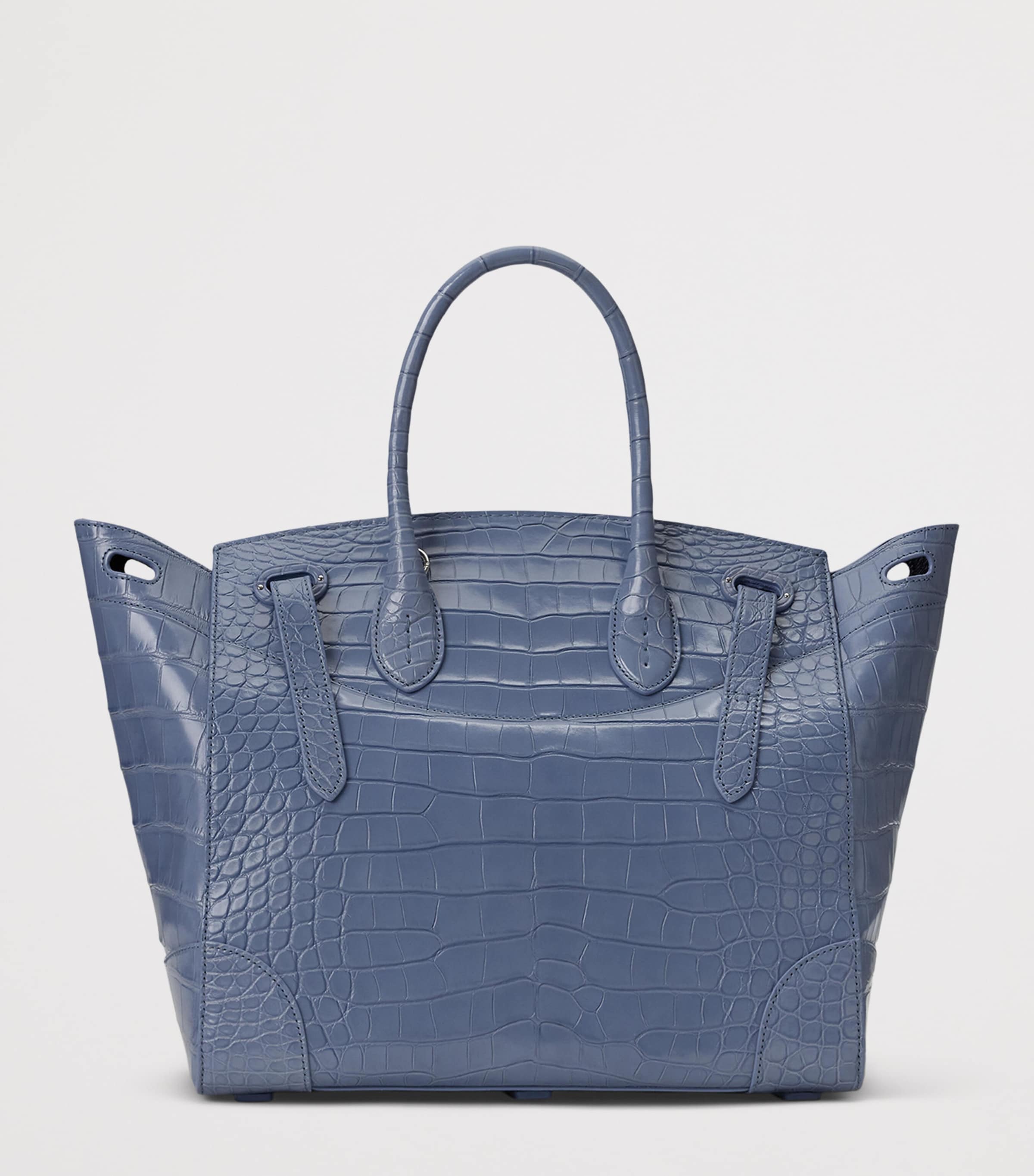 Alligator Leather Ricky 33 Top-Handle Bag CORNFLOWER Image 3