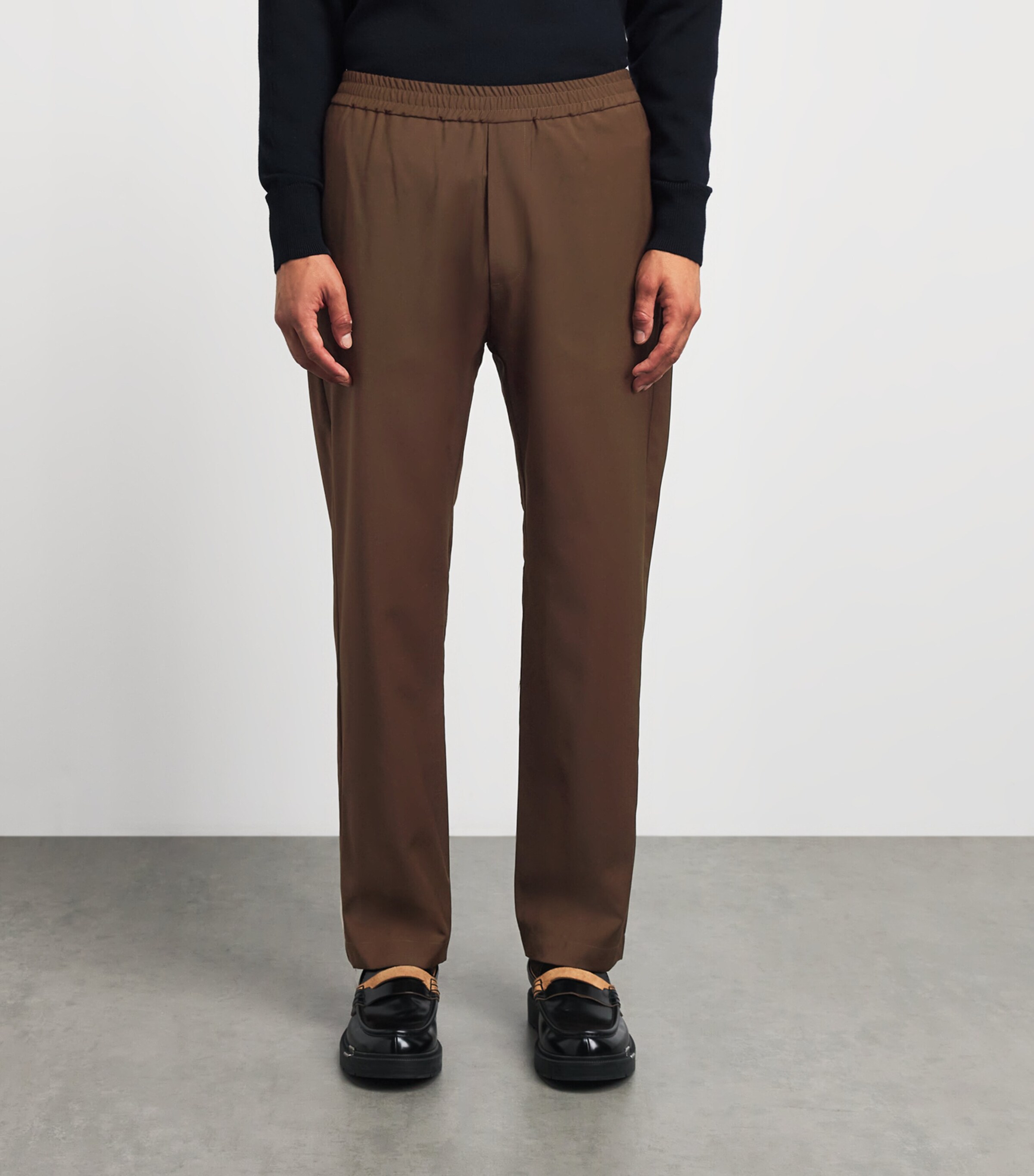 Barena Mens Virgin Wool Elasticated Trousers Toffee Image 4
