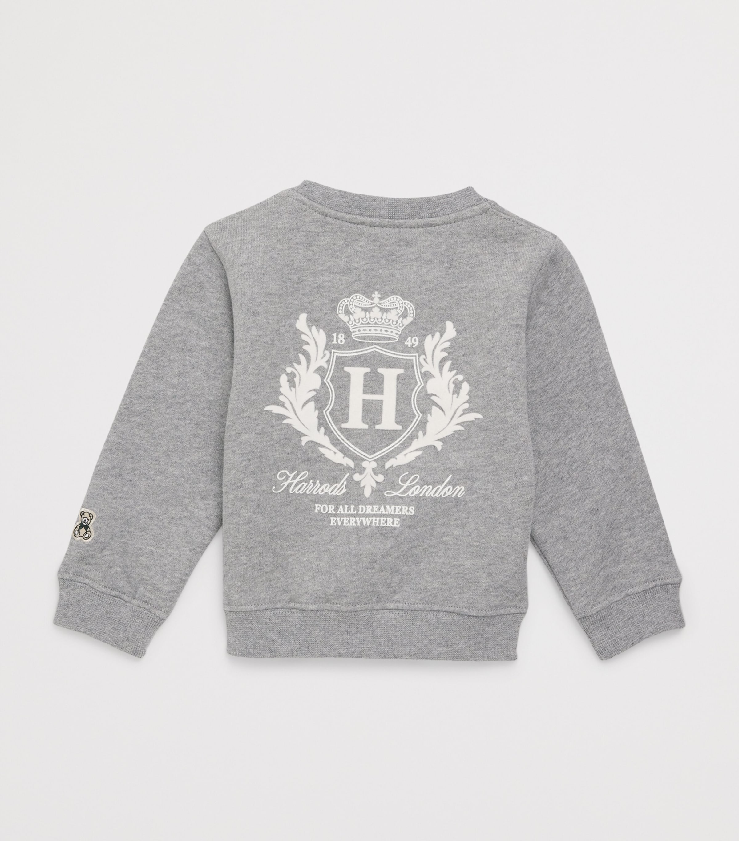 Harrods Cotton Jersey Flocked Logo Sweatshirt (0-18 Months) Grey Image 2