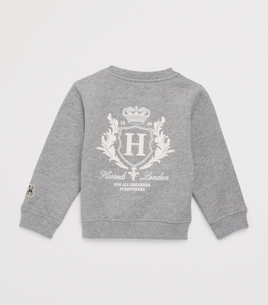 Harrods Cotton Jersey Flocked Logo Sweatshirt (0-18 Months) Grey Image 2