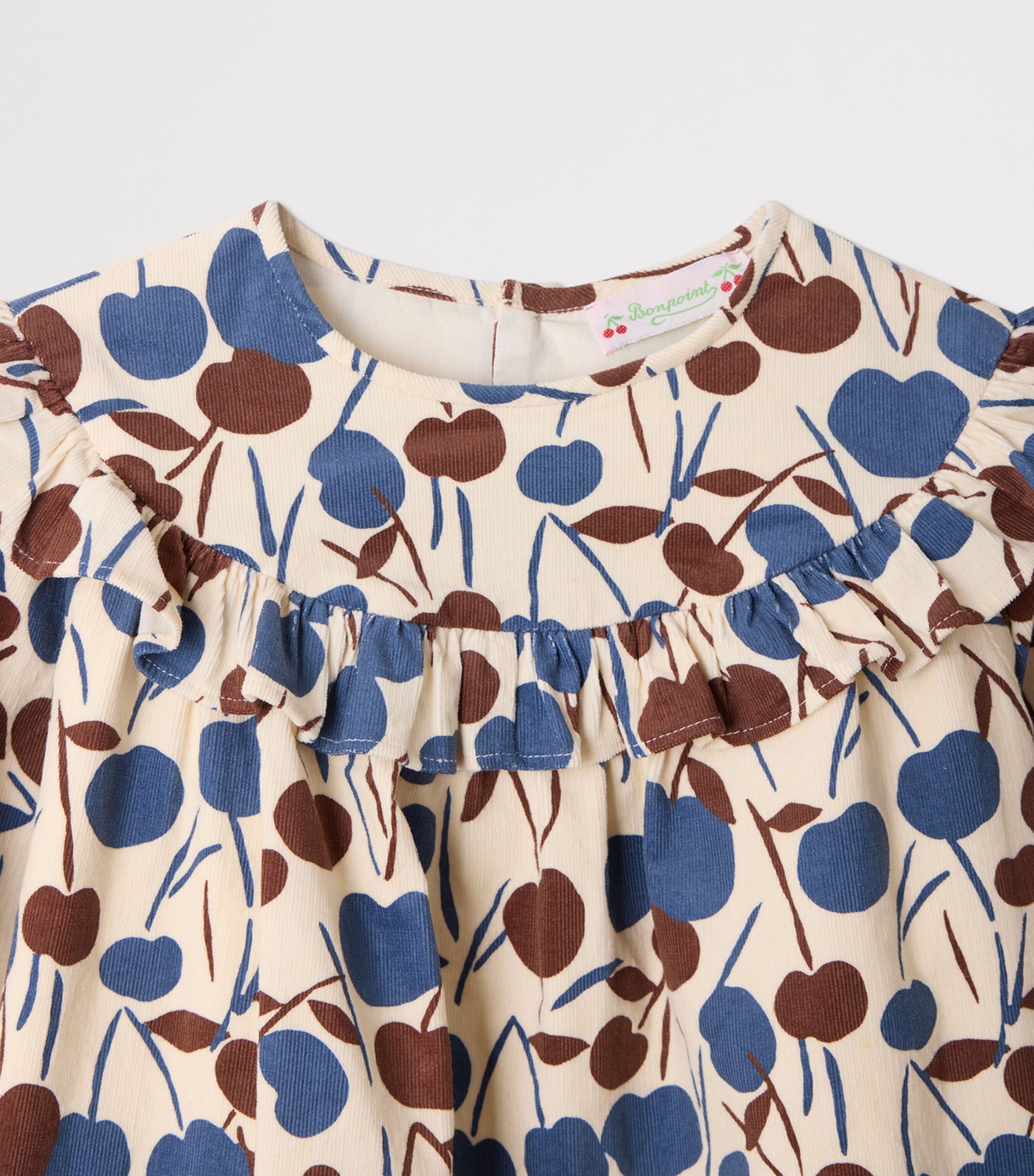 Bonpoint Corduroy Cherry Dress (4-8 Years) Imp Noisette Image 3