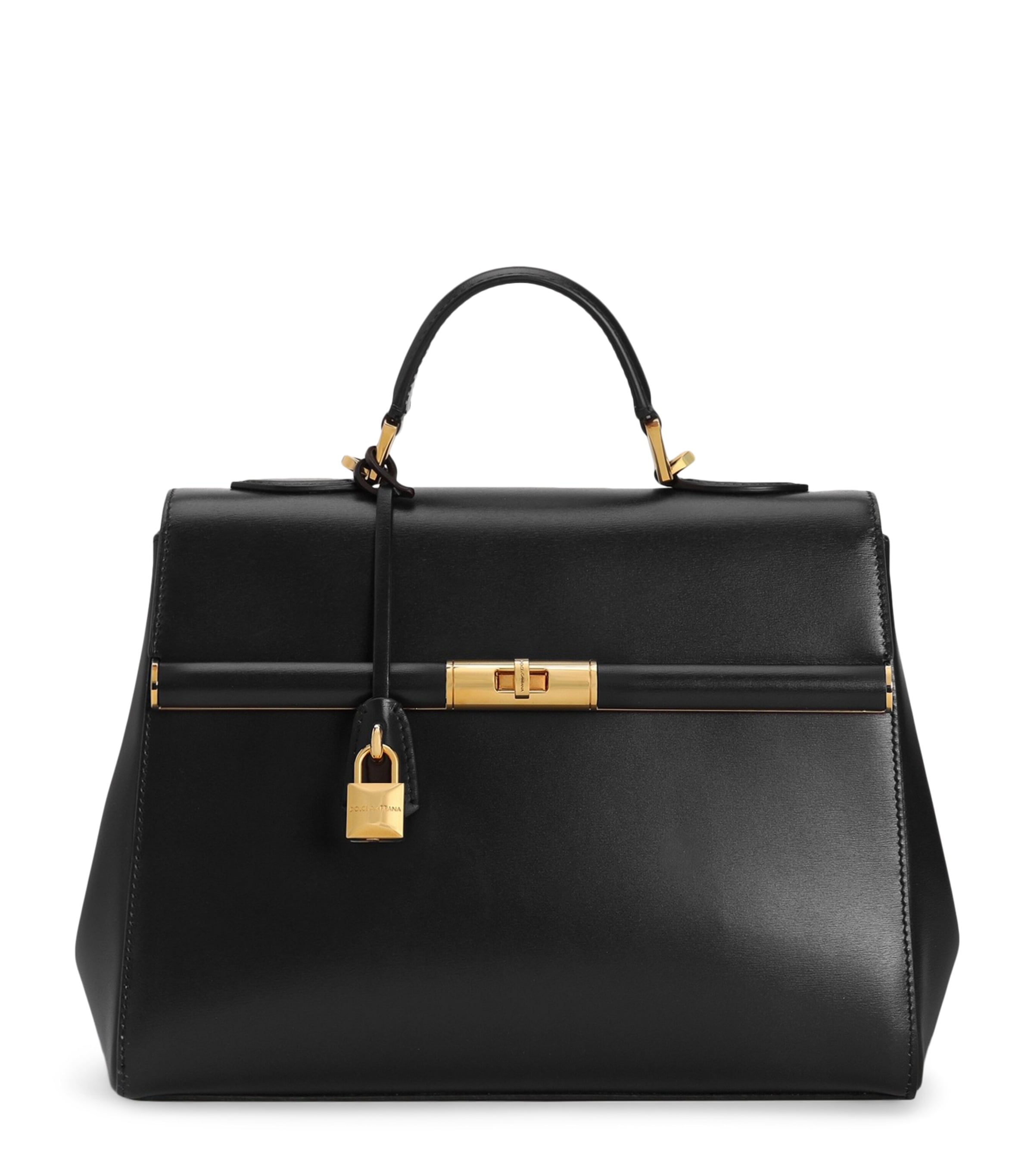 Dolce&Gabbana Palmellato Calfskin Marlene Top-Handle Bag Black Image 1