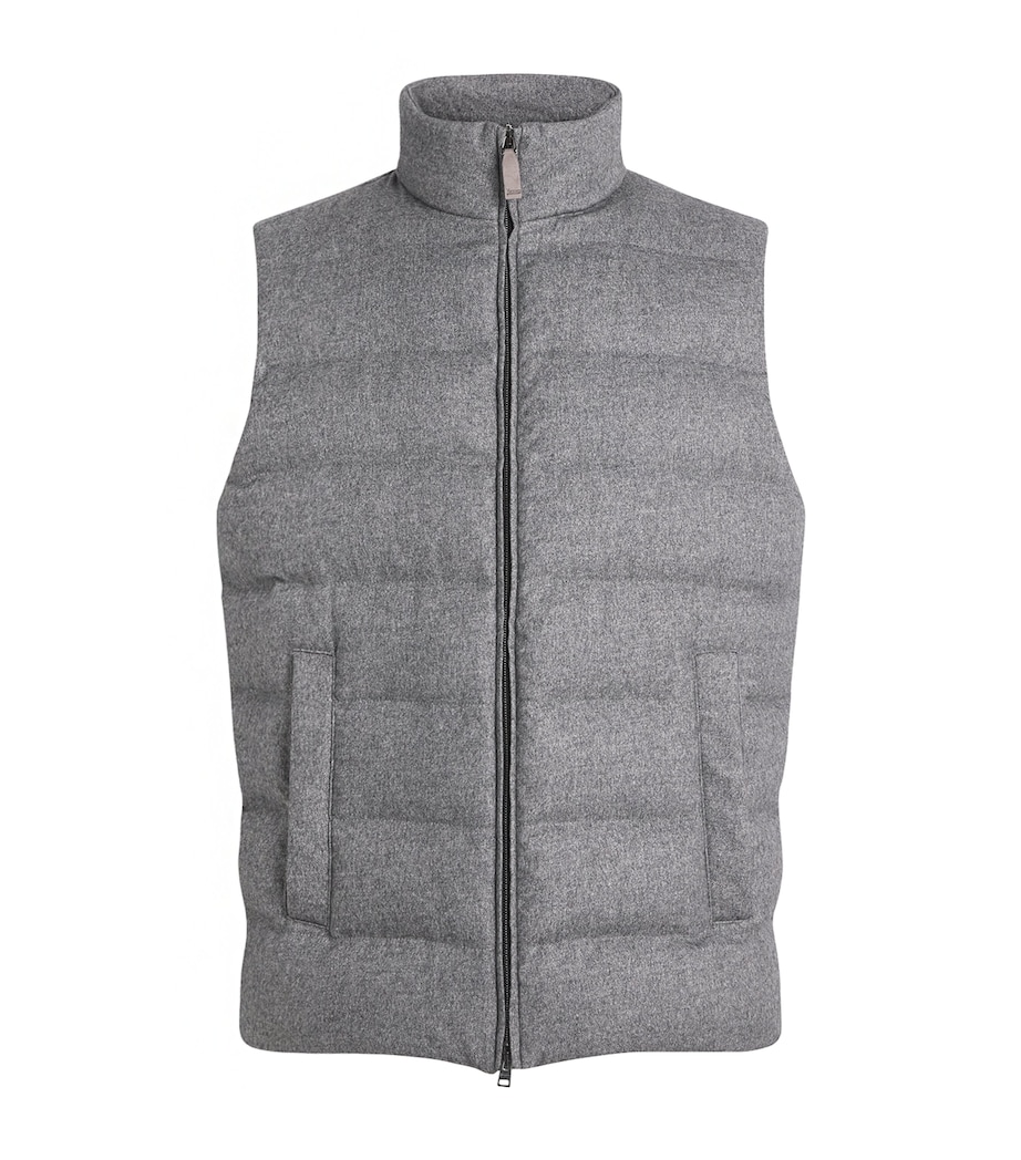 Herno Mens Silk-Cashmere Down Quilted Gilet Grigio Image 1