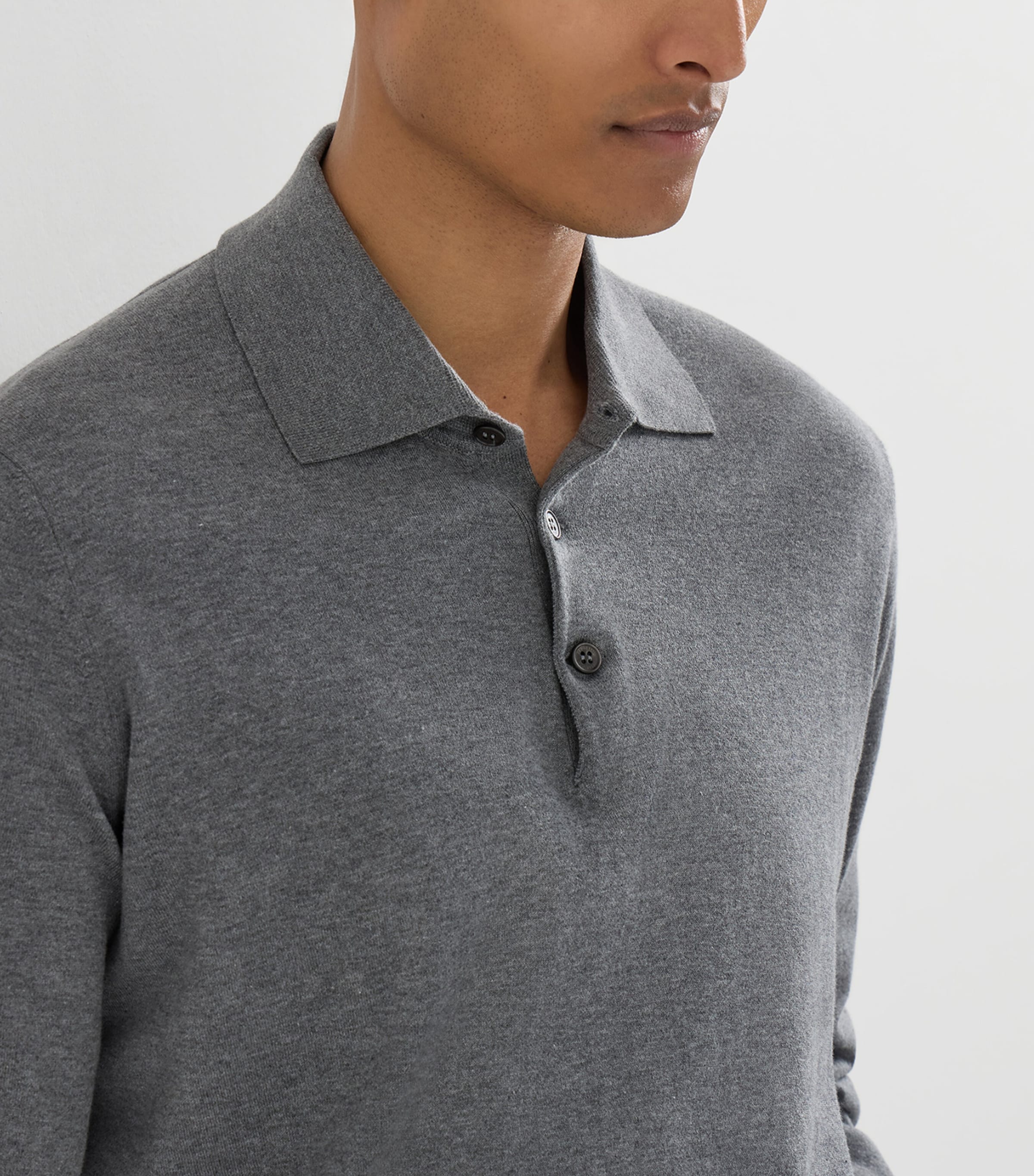 Brunello Cucinelli Mens Cotton Polo Sweater Image 6