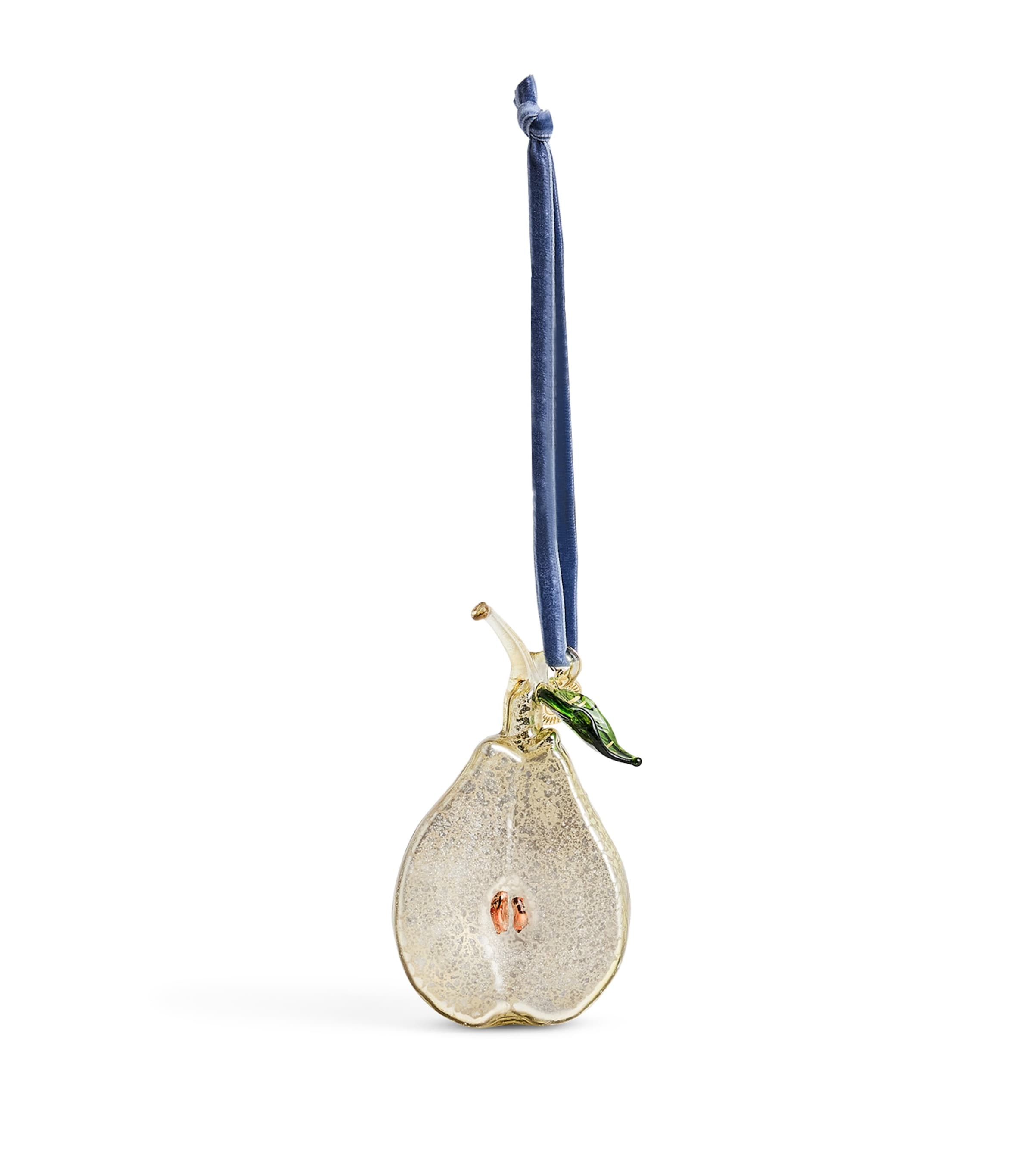 Harrods Glass Half Pear Tree Decoration Gold Image 1