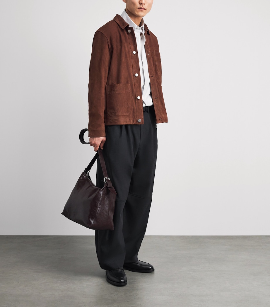Wax London Mens Suede Robin Chore Jacket Brown Image 2