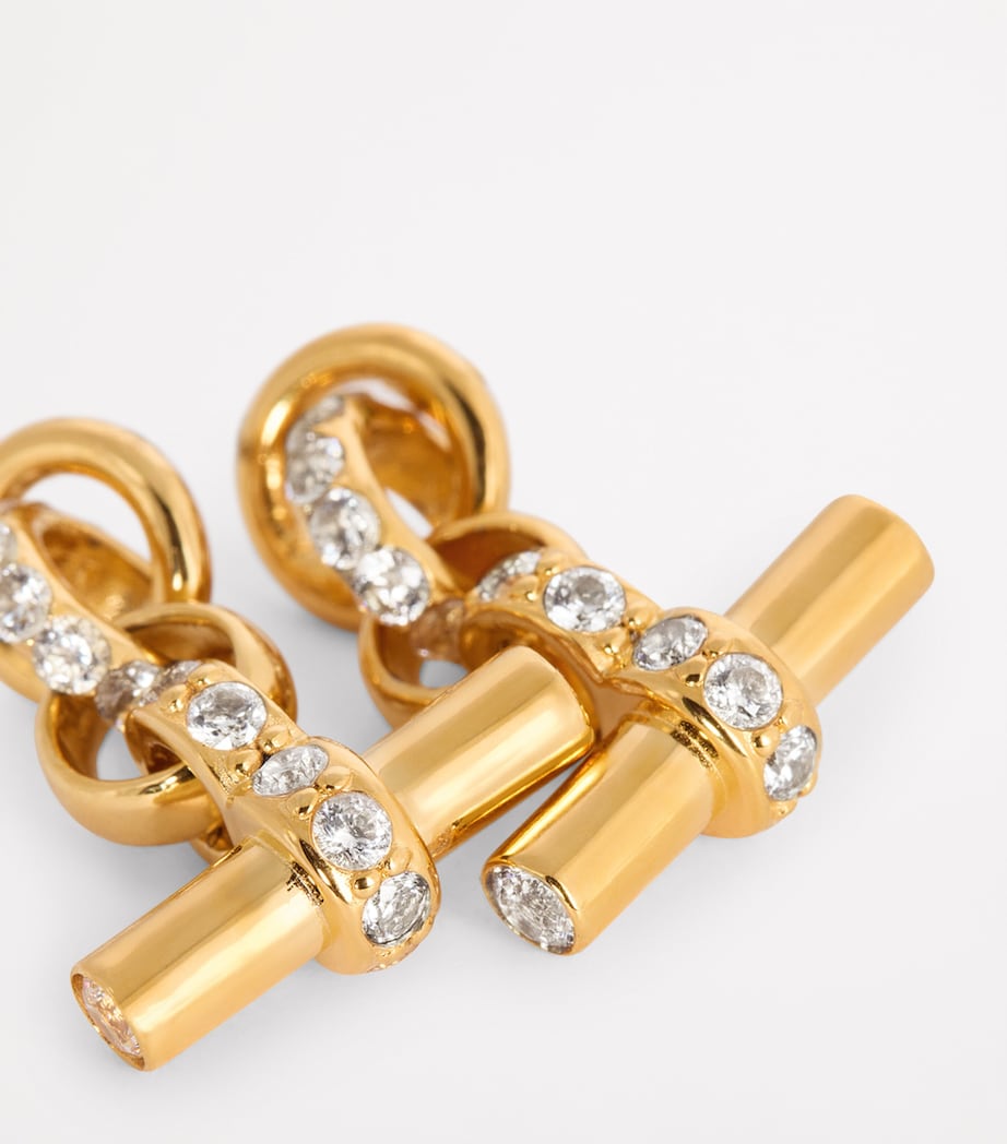 Gold-Plated Crystal T-Bar Earrings GOLD Image 6