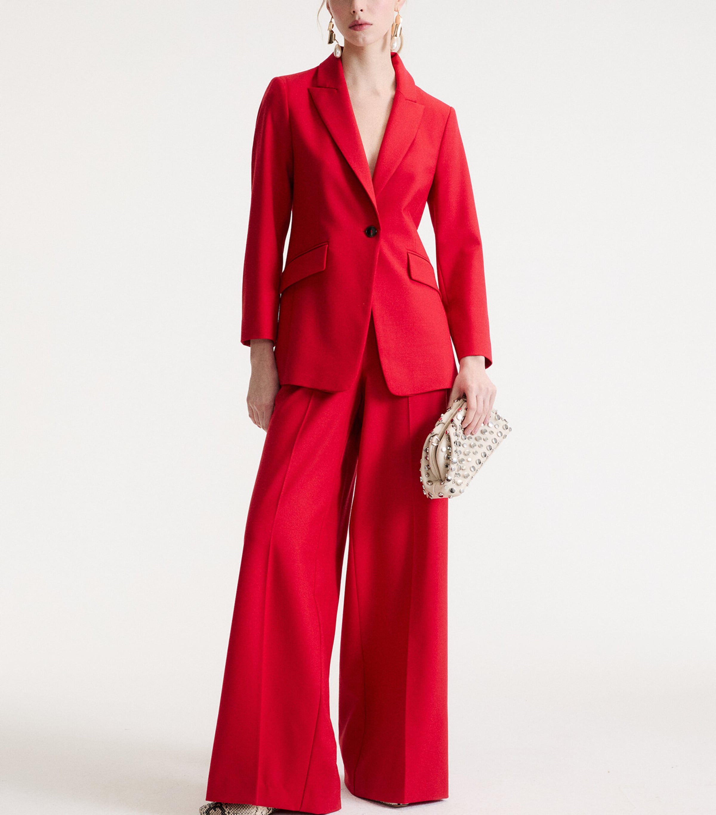 Marella Womens High-Rise Wide-Leg Trousers Red Image 2