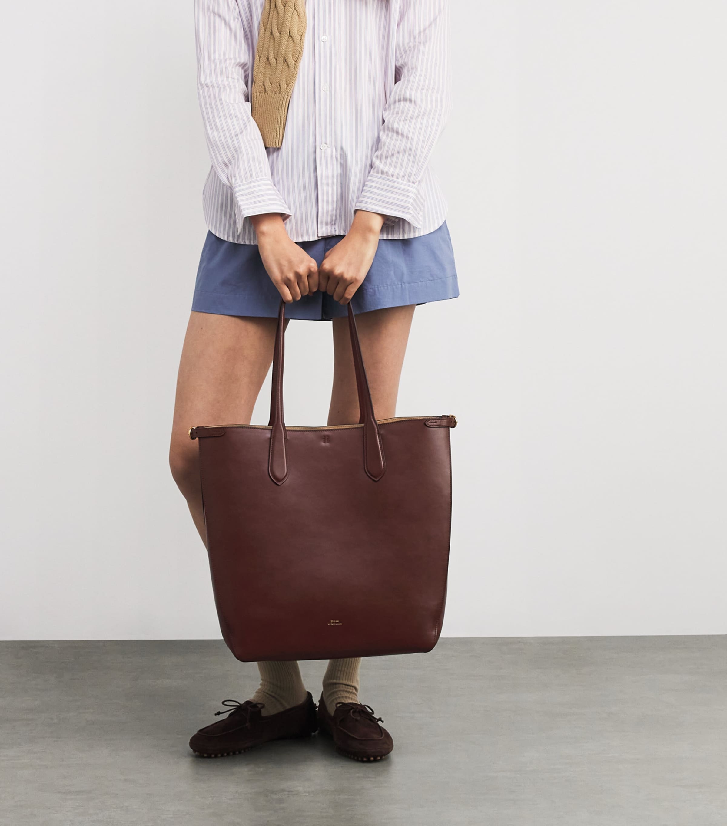 Large Leather Bellport Tote Bag ACORN Image 2