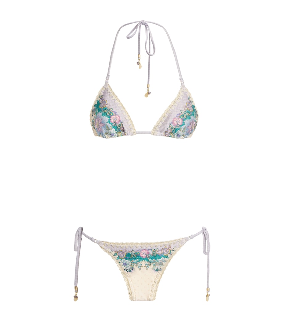 Zimmermann Womens Crochet Indra Triangle Bikini Cream Scarf Floral Image 1