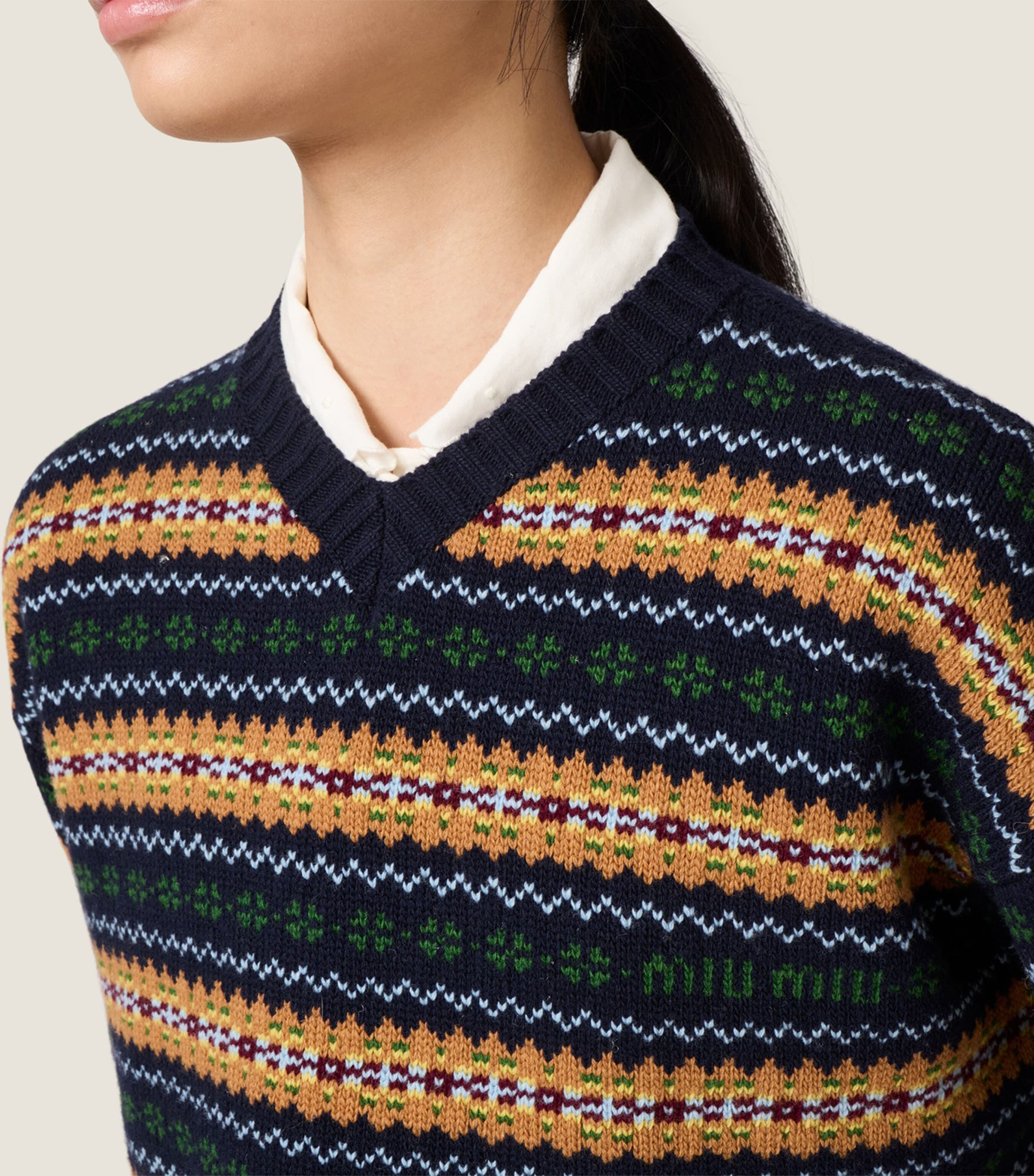 Miu Miu Womens Wool Stripe Sweater Image 6