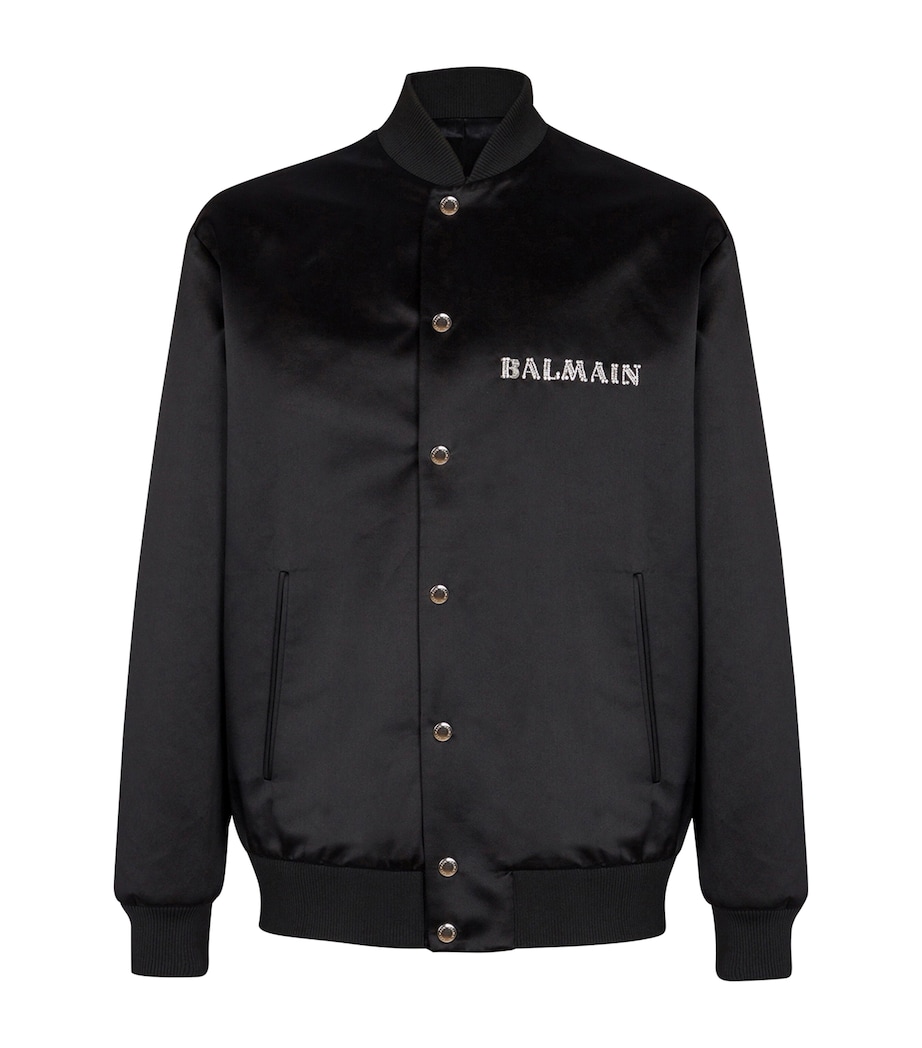 Satin Embellished Bomber Jacket EAW NOIR/CRISTAL Image 1