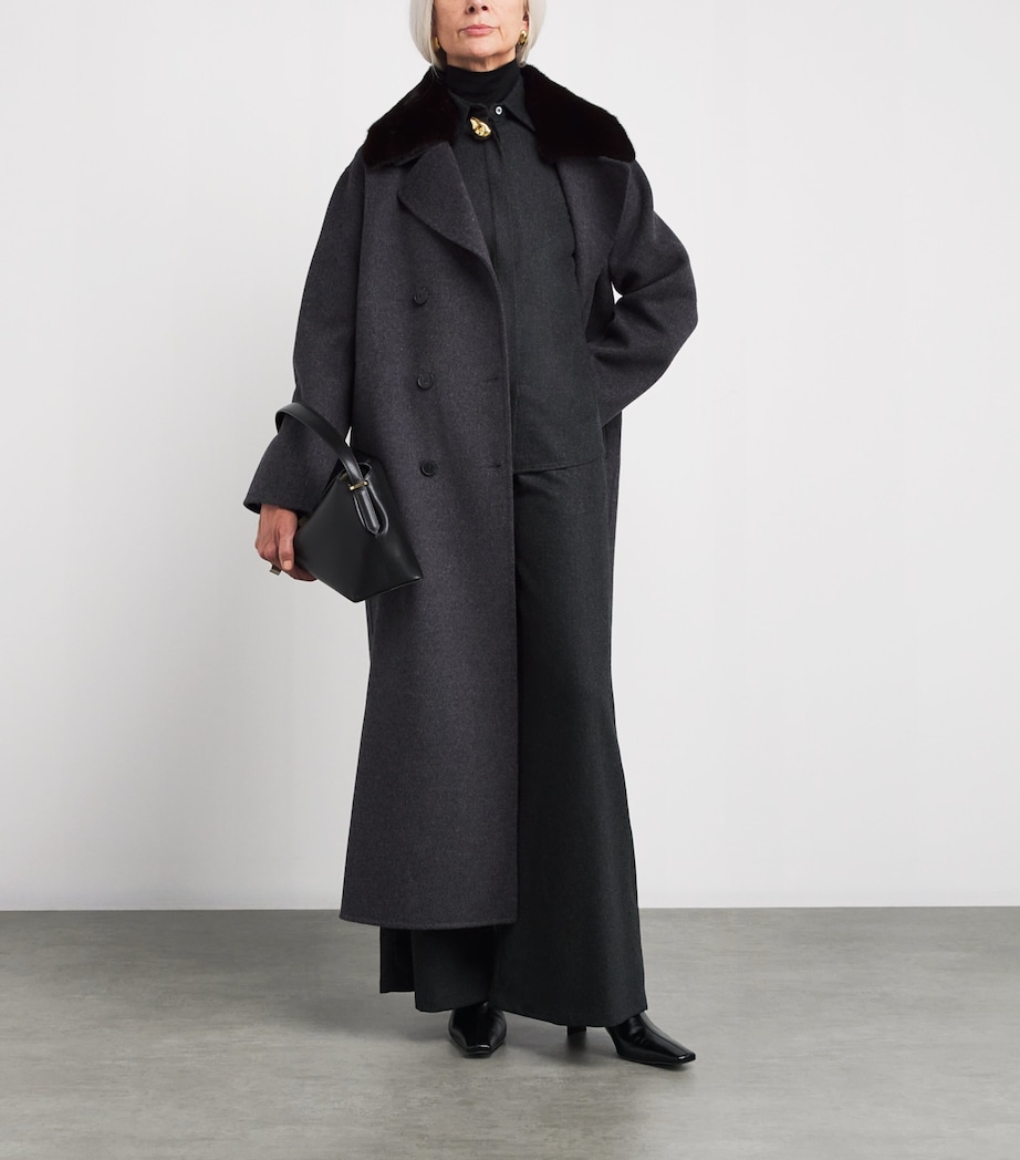 Mink Fur-Trim Collar Coat A9124 Image 2