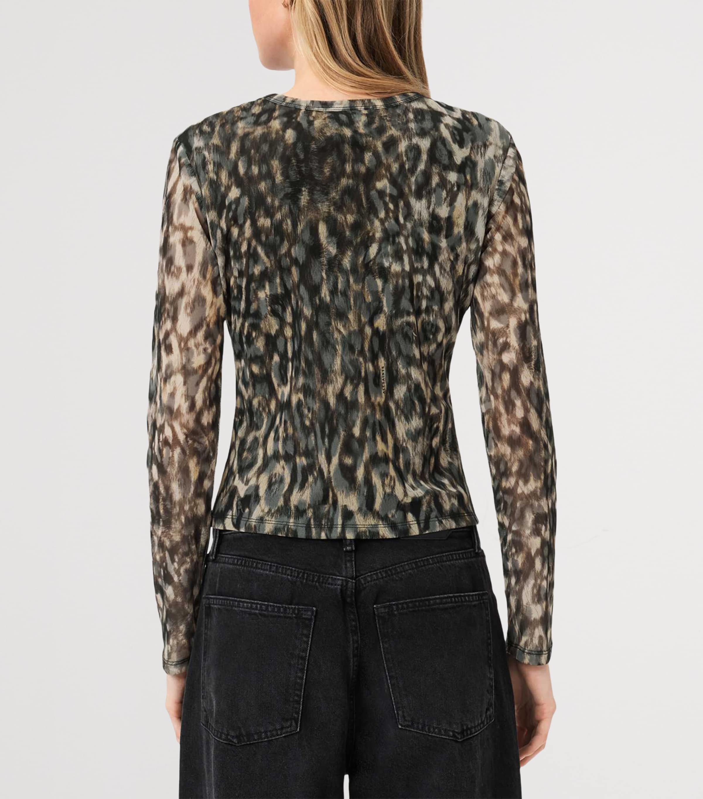 AllSaints Womens Mesh Ellie T-Shirt Leppo Brown Image 4