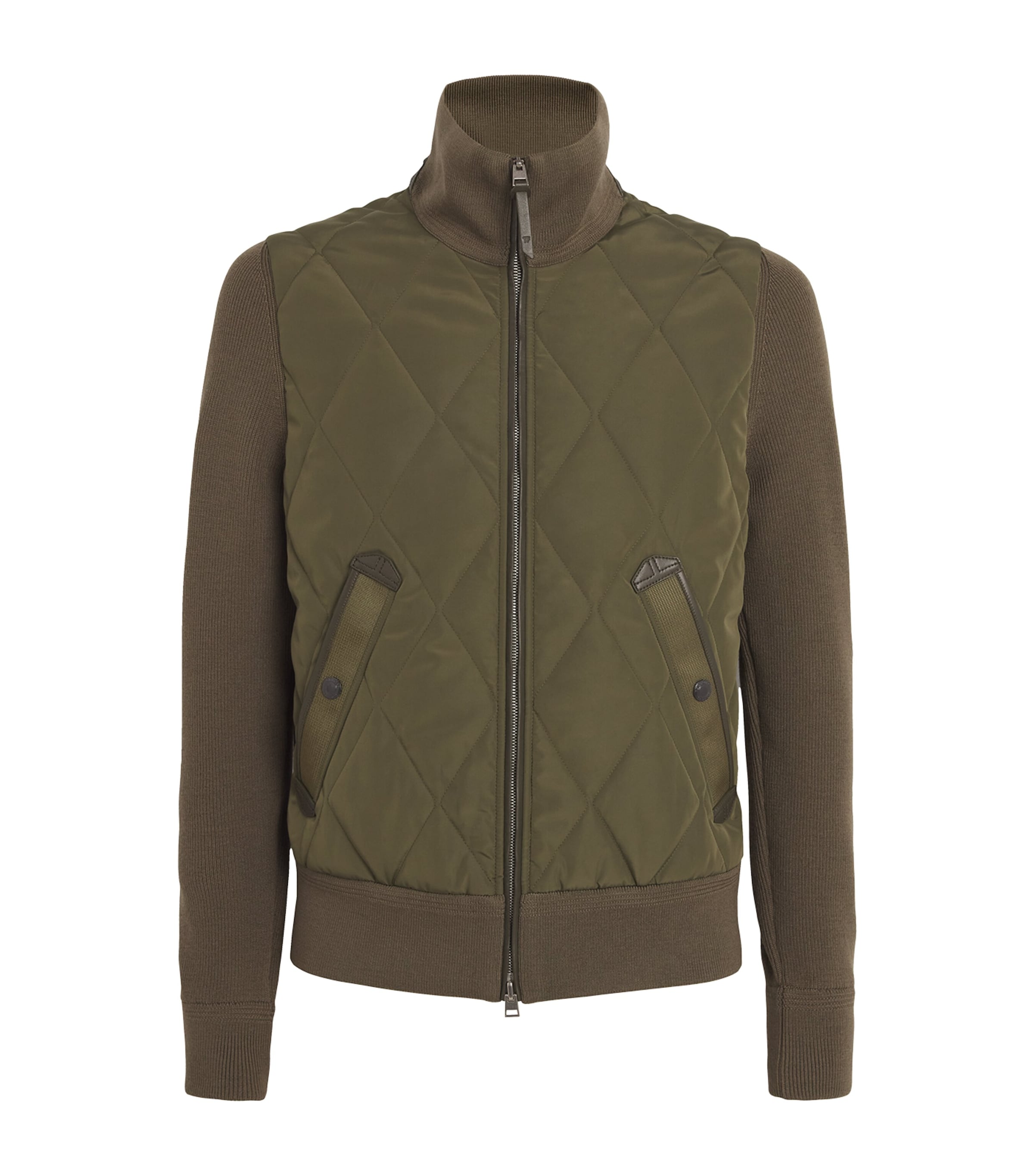 Shop Tom Ford Diamond Quilted Zip Through Jacket In Brown