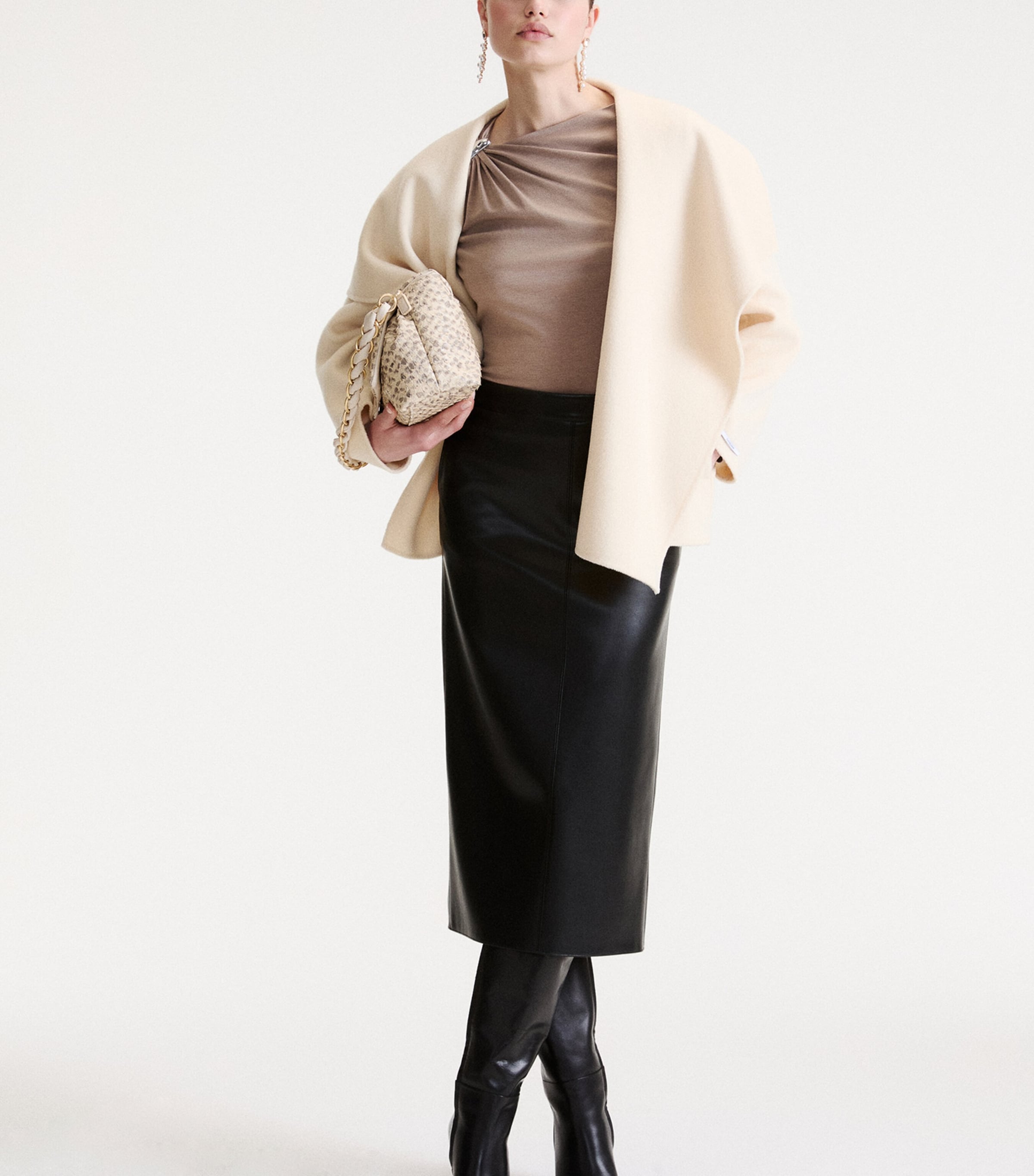 Marella Womens Virgin Wool Belted Coat Wool White Image 2
