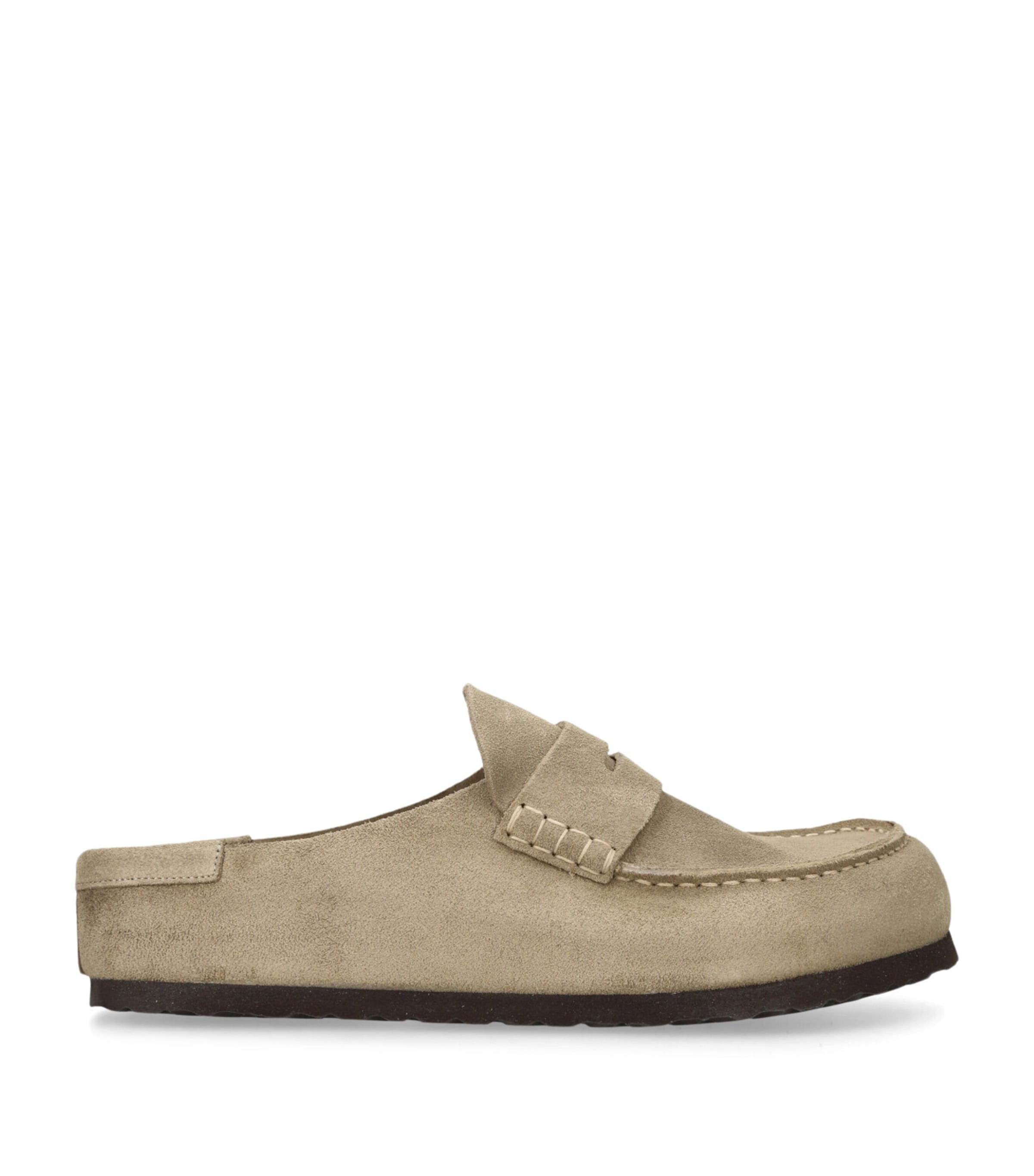 Birkenstock Suede Naples Wrapped Clogs Taupe Image 1