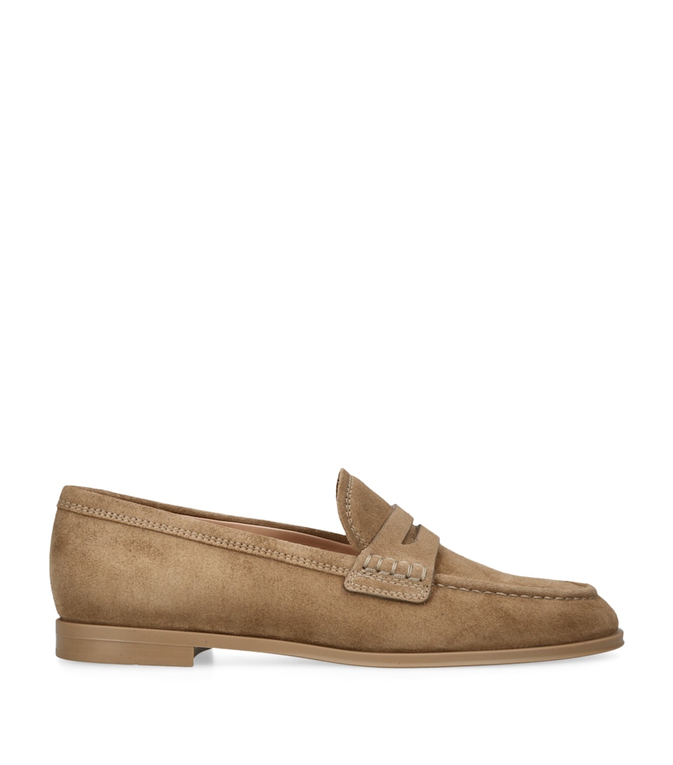 Gianvito Rossi Suede Georgie Loafers Camel
