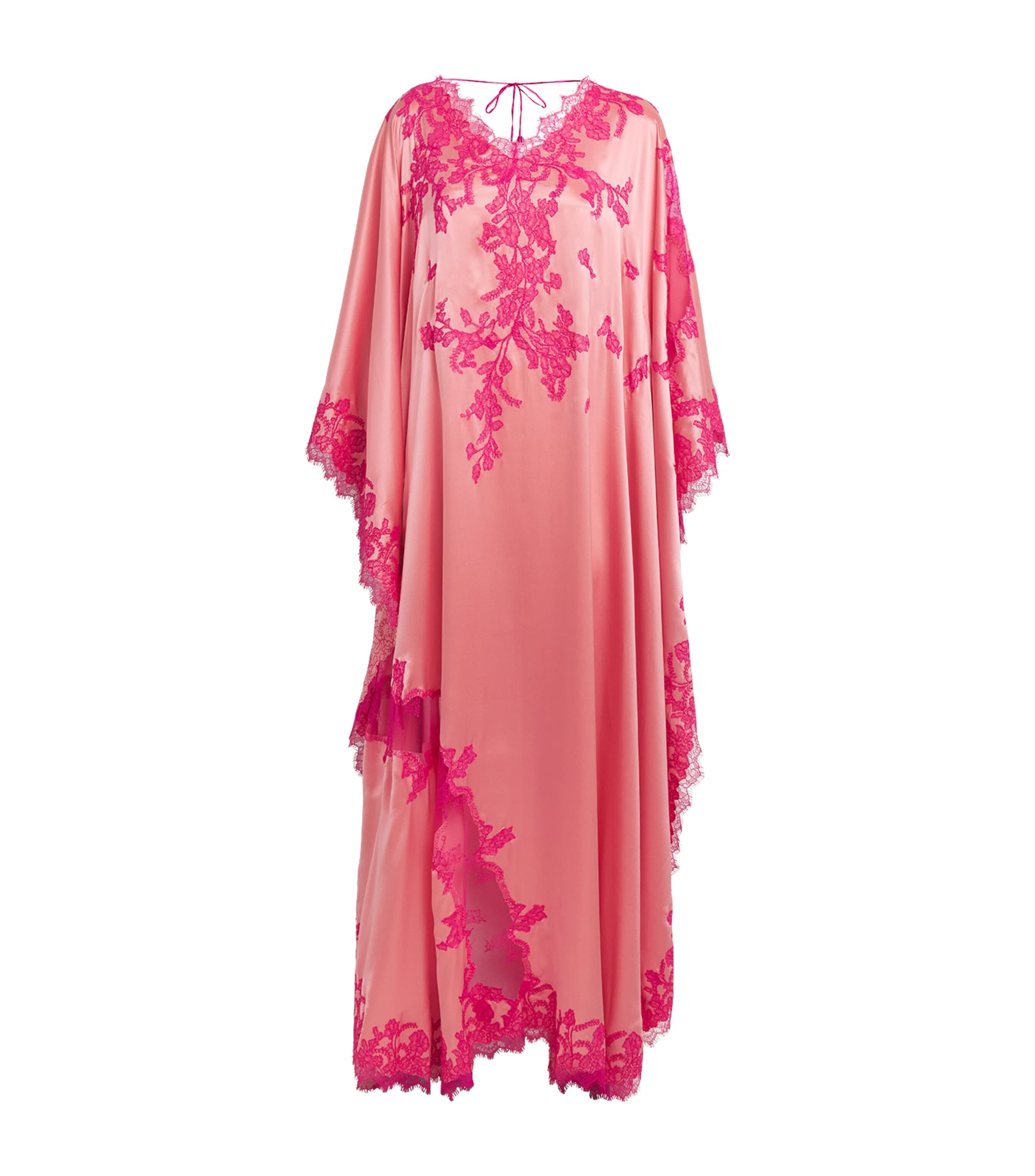 TORLOWEI Womens Silk Tokoni Kaftan Coral/begonia Image 1