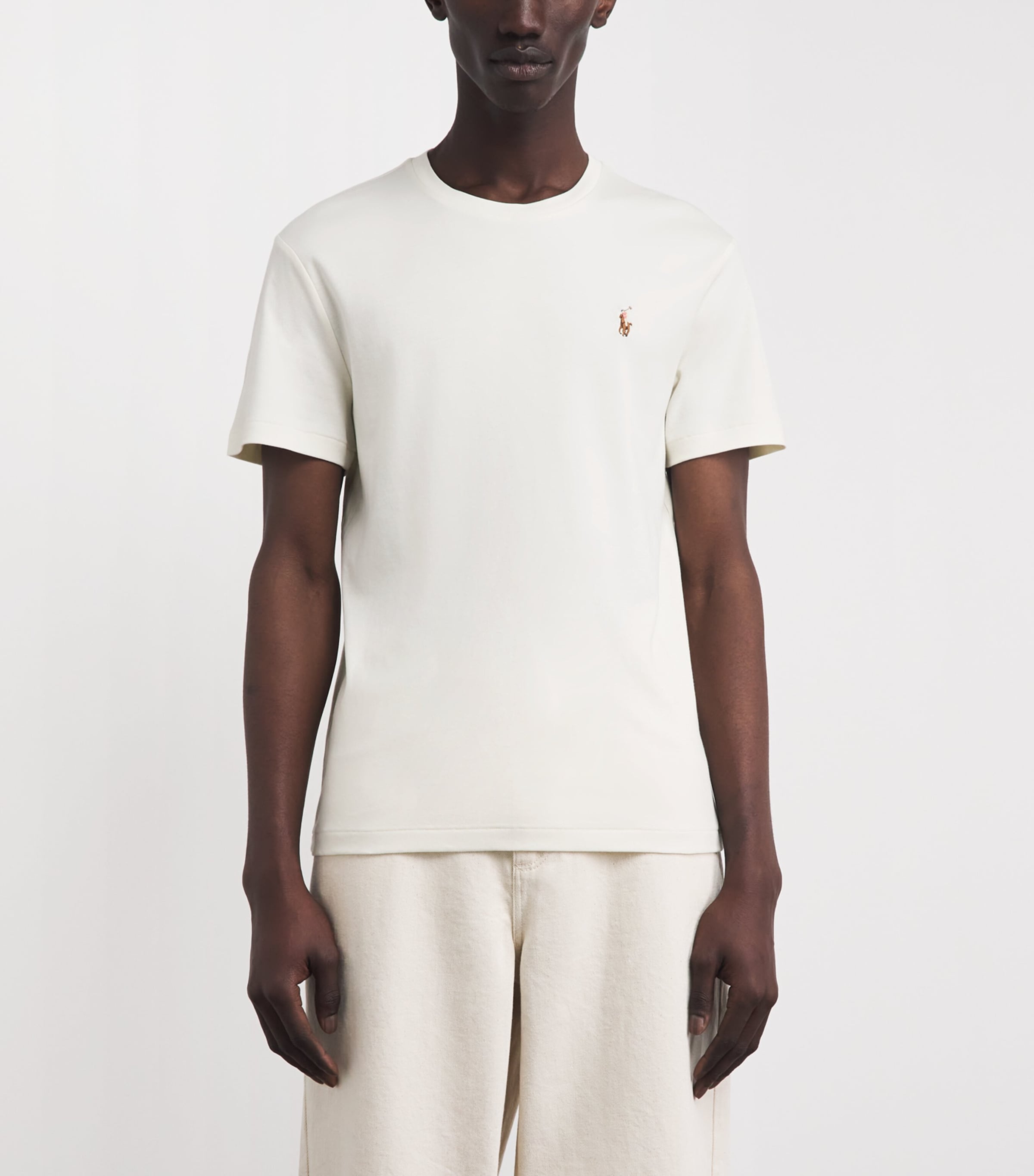Polo Ralph Lauren Mens Pima Cotton Polo Pony T-Shirt Pale Cream Image 4